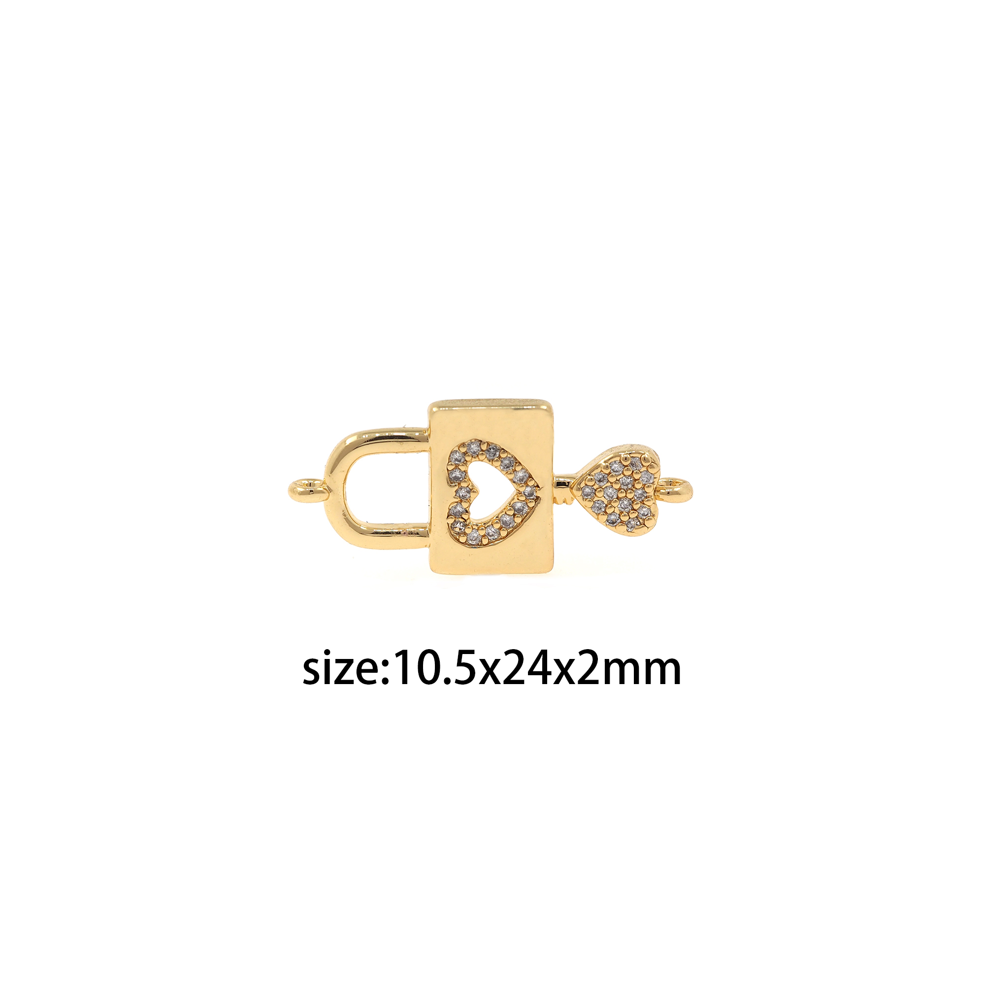 18K Gold Filled Lock Connector Pendant,CZ Micro Pave Key Lock Charm Necklace Bracelet for DIY Jewelry Making Supply