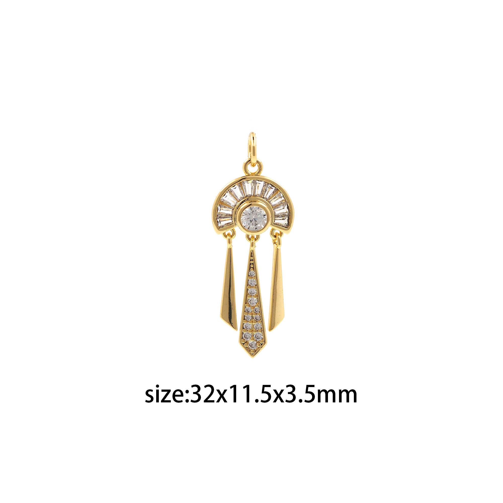 18K Gold Filled Dream Catcher Pendant,CZ Micro Pave Dream Catcher Charm Earrings Necklace for DIY Jewelry Making Supply