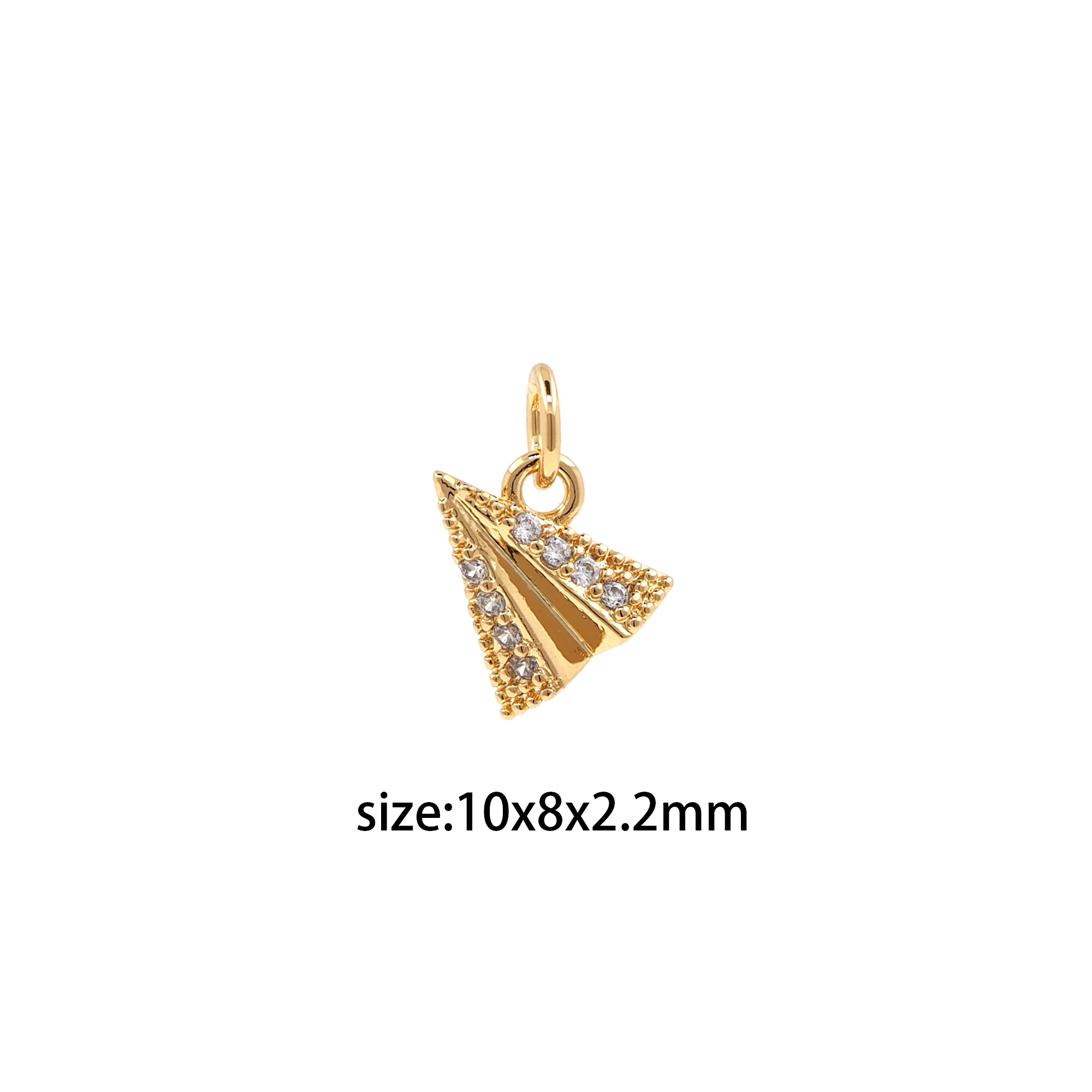 18K Gold Filled Paper Airplane Pendant,Origami Charm,CZ Micro Pave Airplane Earrings Necklace for DIY Jewelry Making Supply