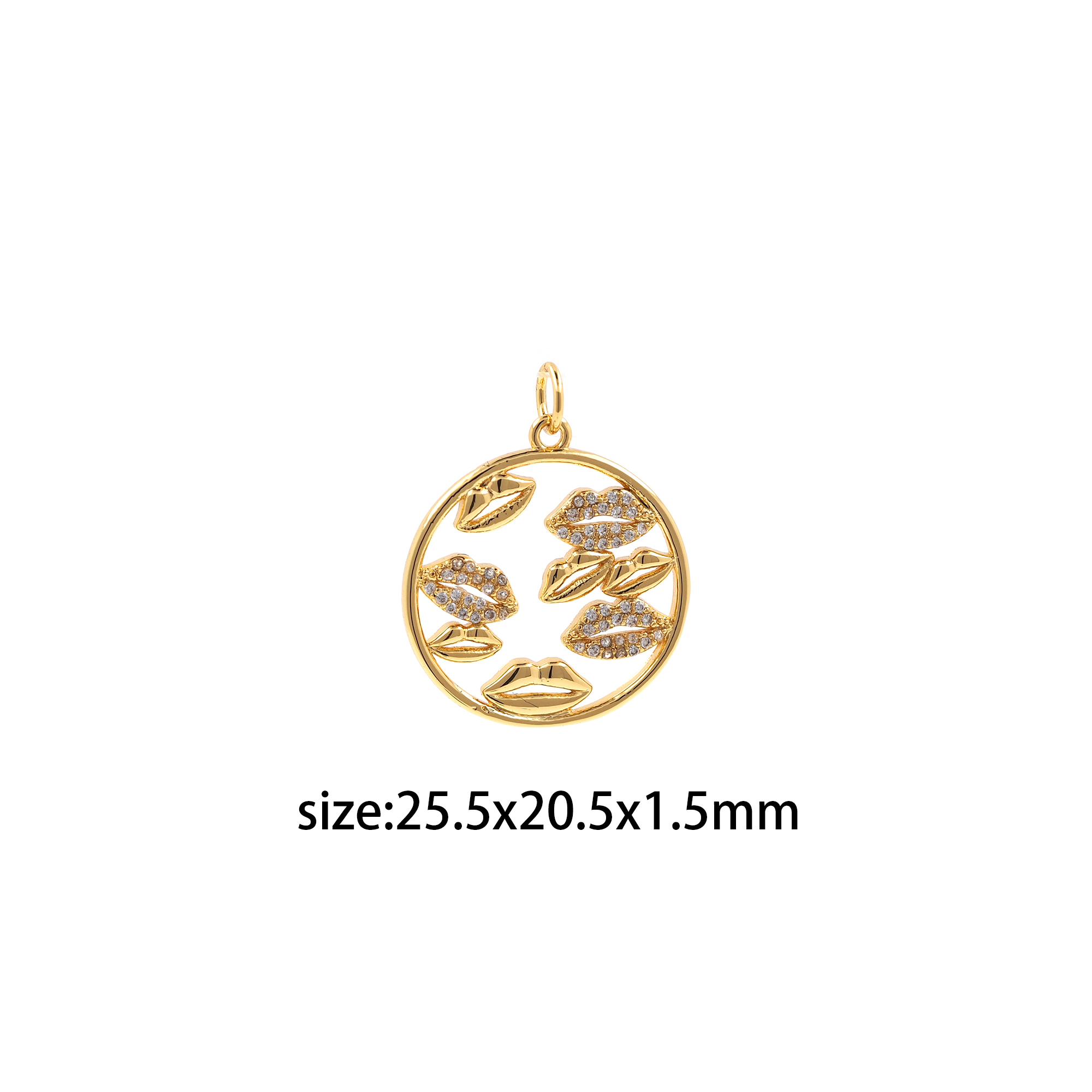 18K Gold Filled Lip Pendant,CZ Micro Pave Lip Charm Earrings Necklace for DIY Jewelry Making Supply