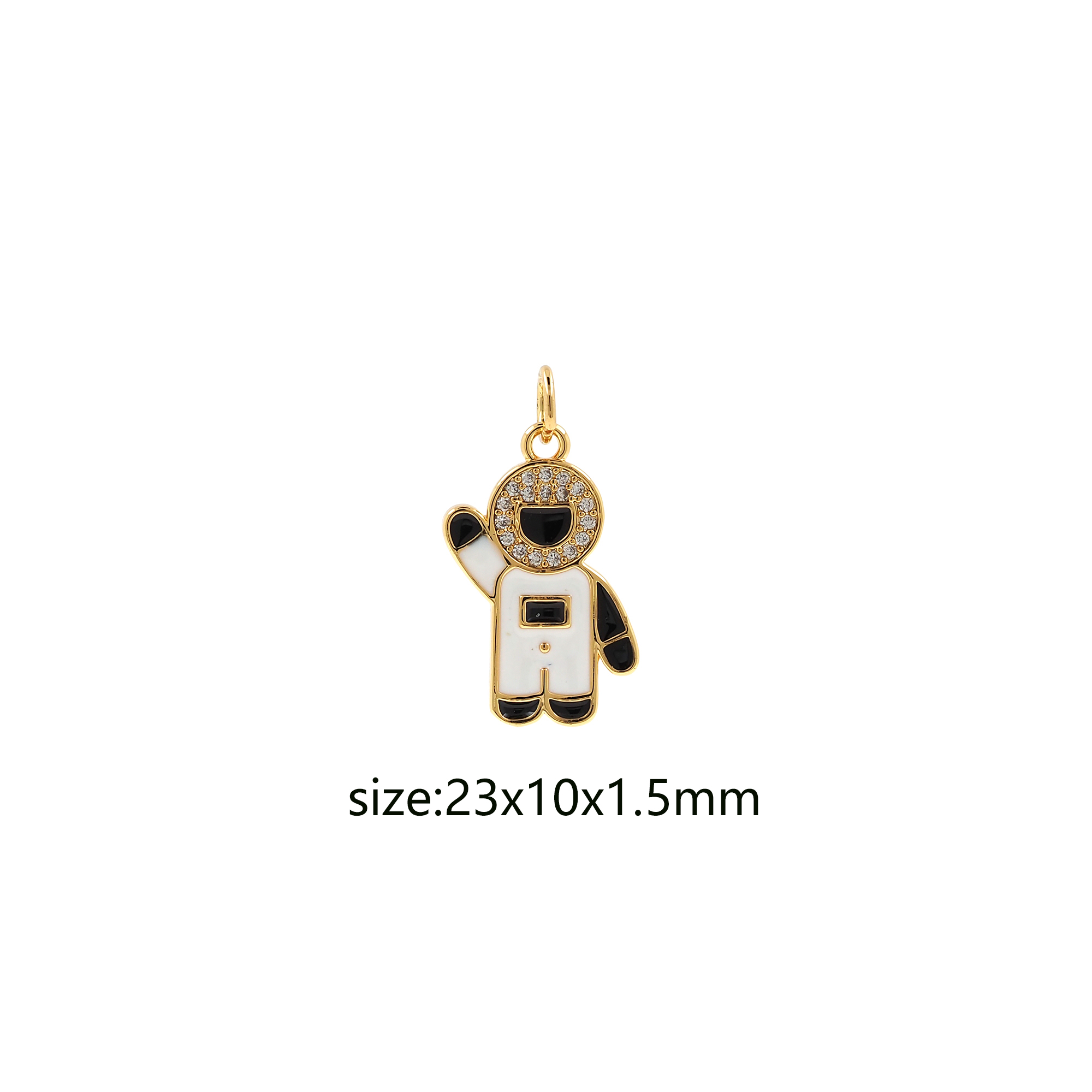 18K Gold Filled Astronaut Pendant,Enamel Space Charm Earrings Necklace for DIY Jewelry Making Supply