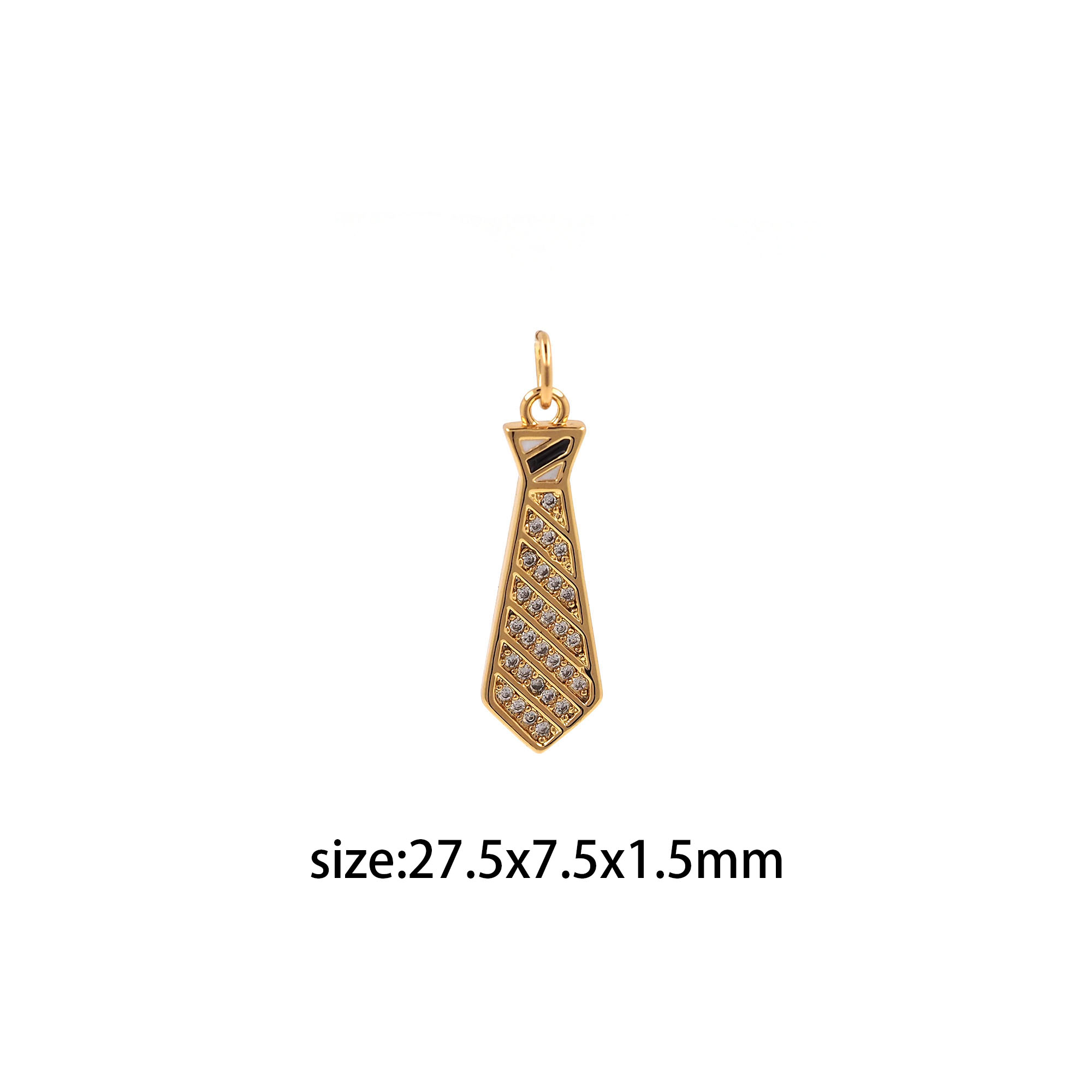 18K Gold Filled Tie Pendant,CZ Micro Pave Tie Charm Earrings Necklace for DIY Jewelry Making Supply