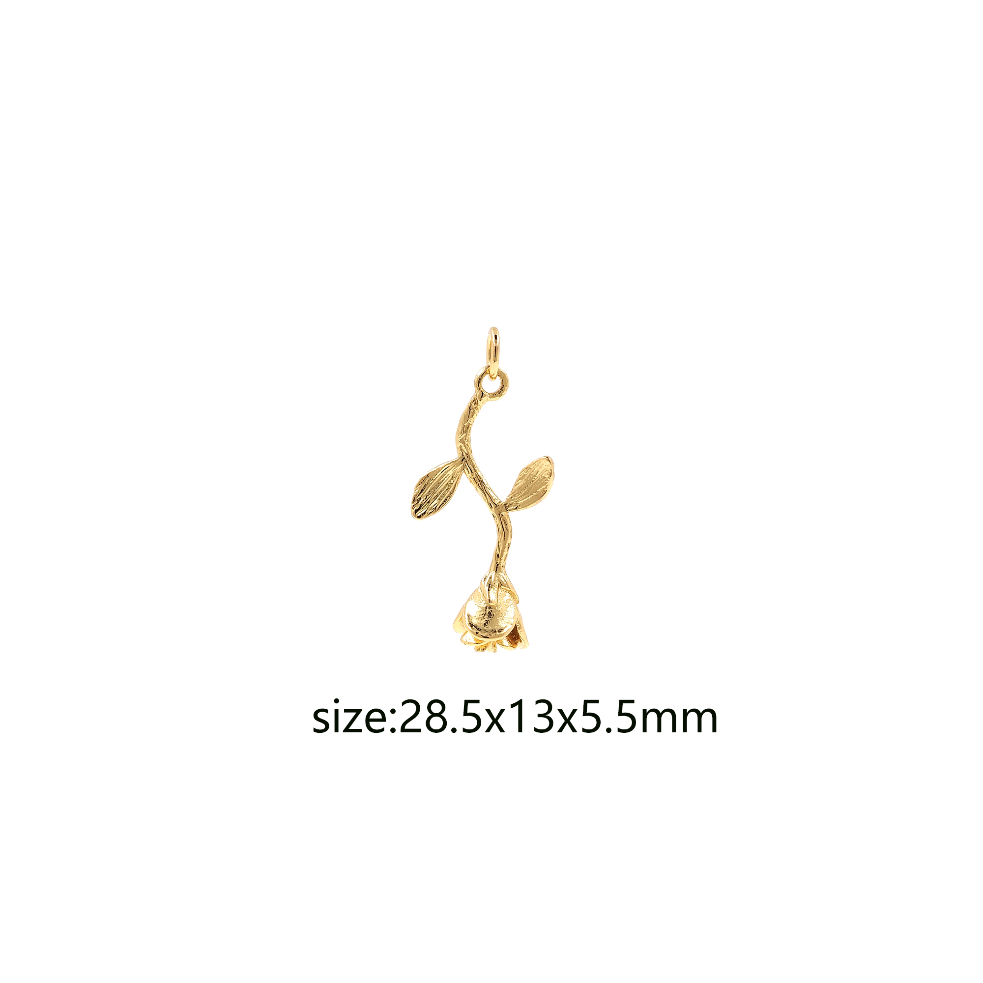 18K Gold Filled Rose Pendant,Flower Charm,Dainty Rose Earrings Necklace for DIY Jewelry Making Supply