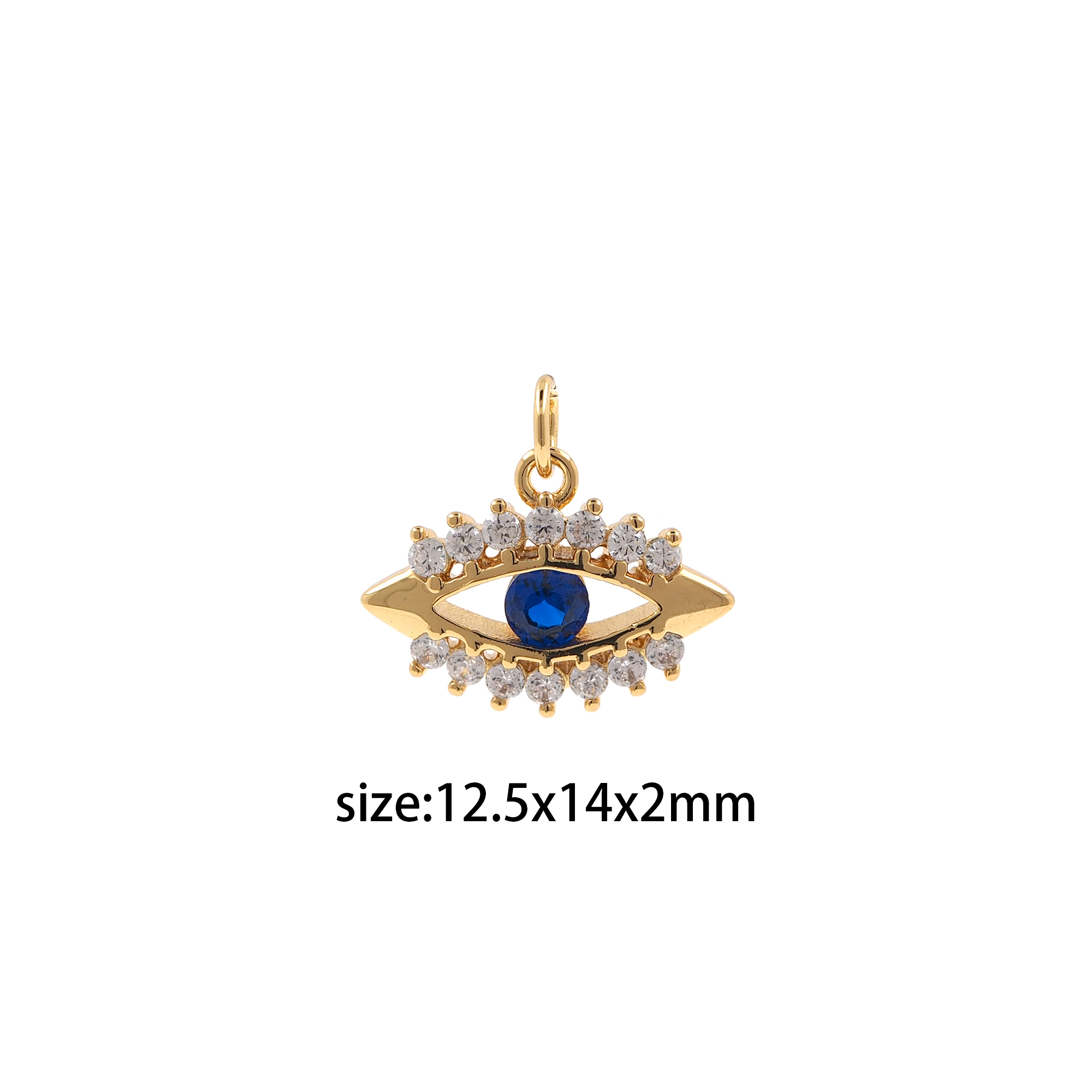 18K Gold Filled Evil Eye Pendant,CZ Micro Pave Greek Eye Charm Earrings Necklace for DIY Jewelry Making Supply