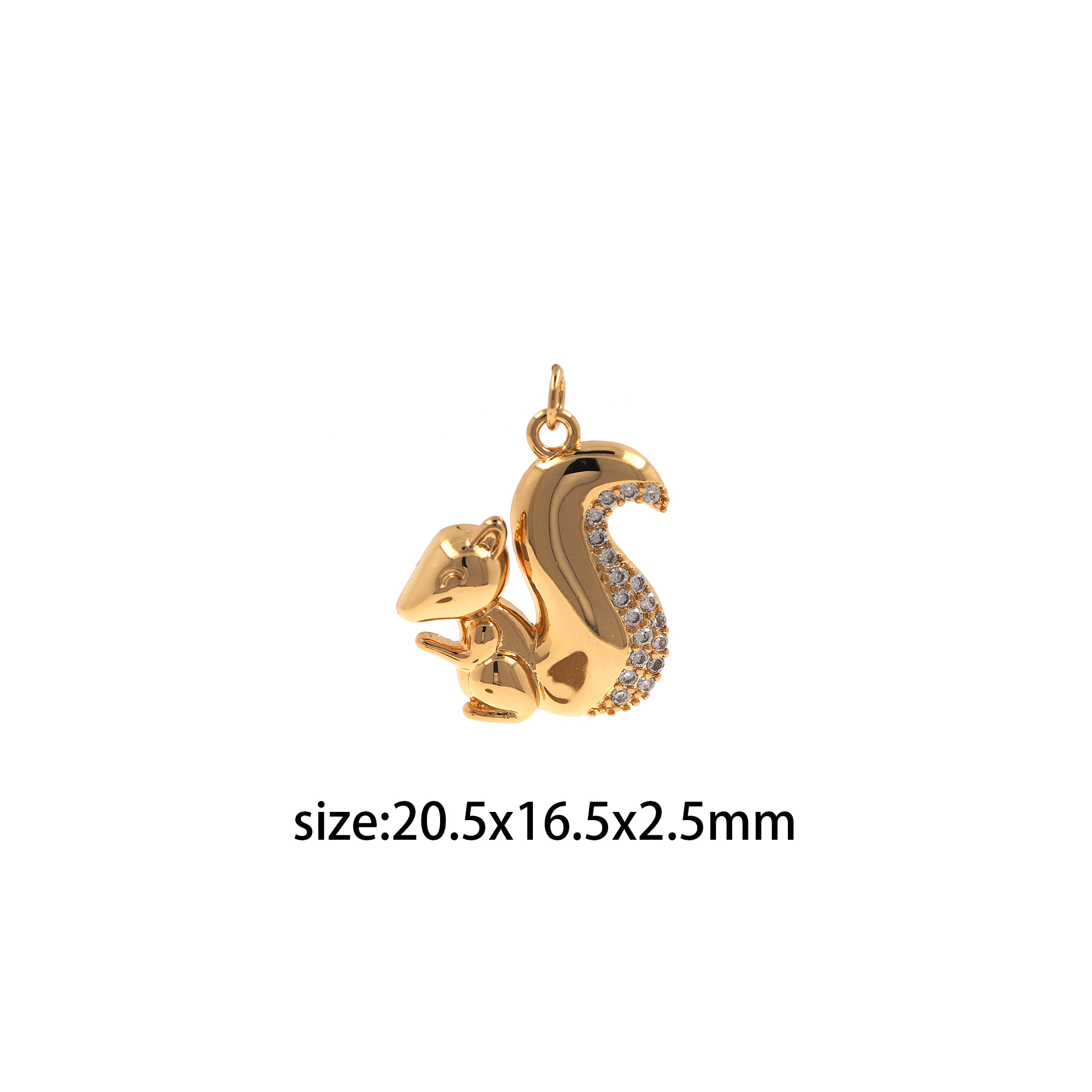 18K Gold Filled Squirrel Pendant,Animal Charm,CZ Micro Pave Squirrel Earrings Necklace for DIY Jewelry Making Supply