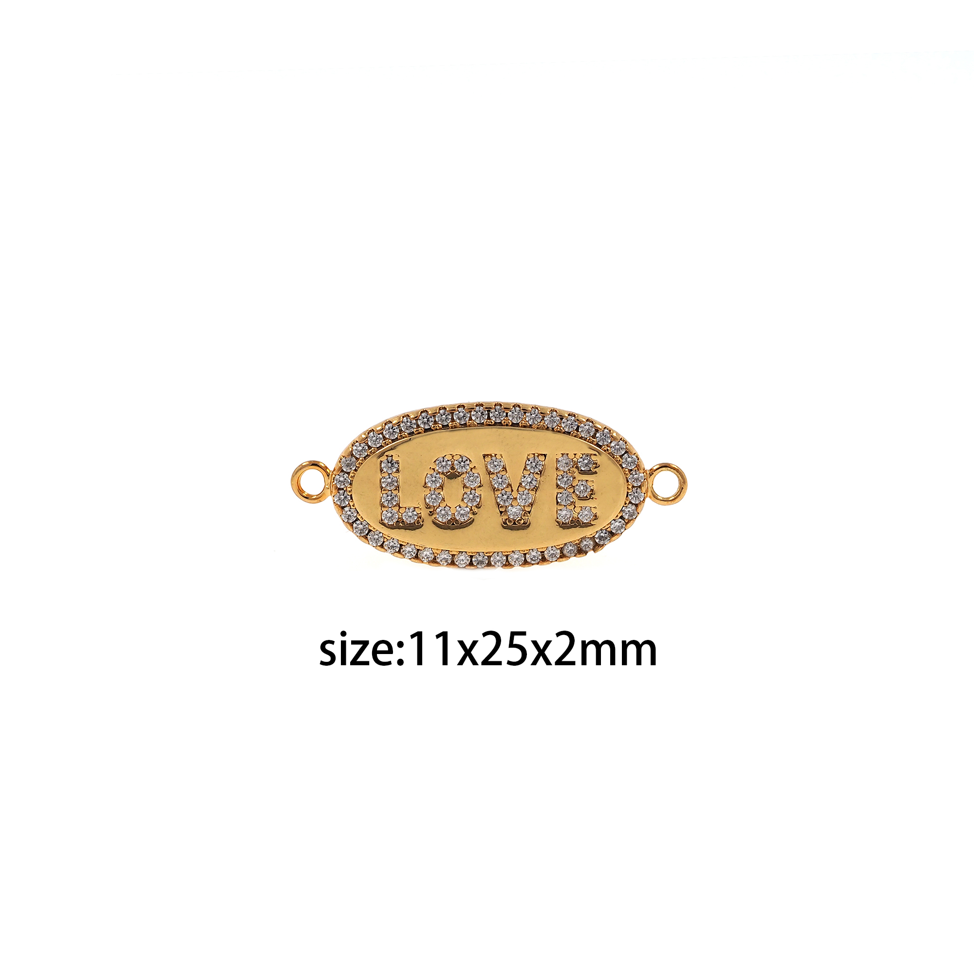 18K Gold Filled Love Connector,CZ Micro Pave Love Charm Necklace Bracelet for DIY Jewelry Making Supply