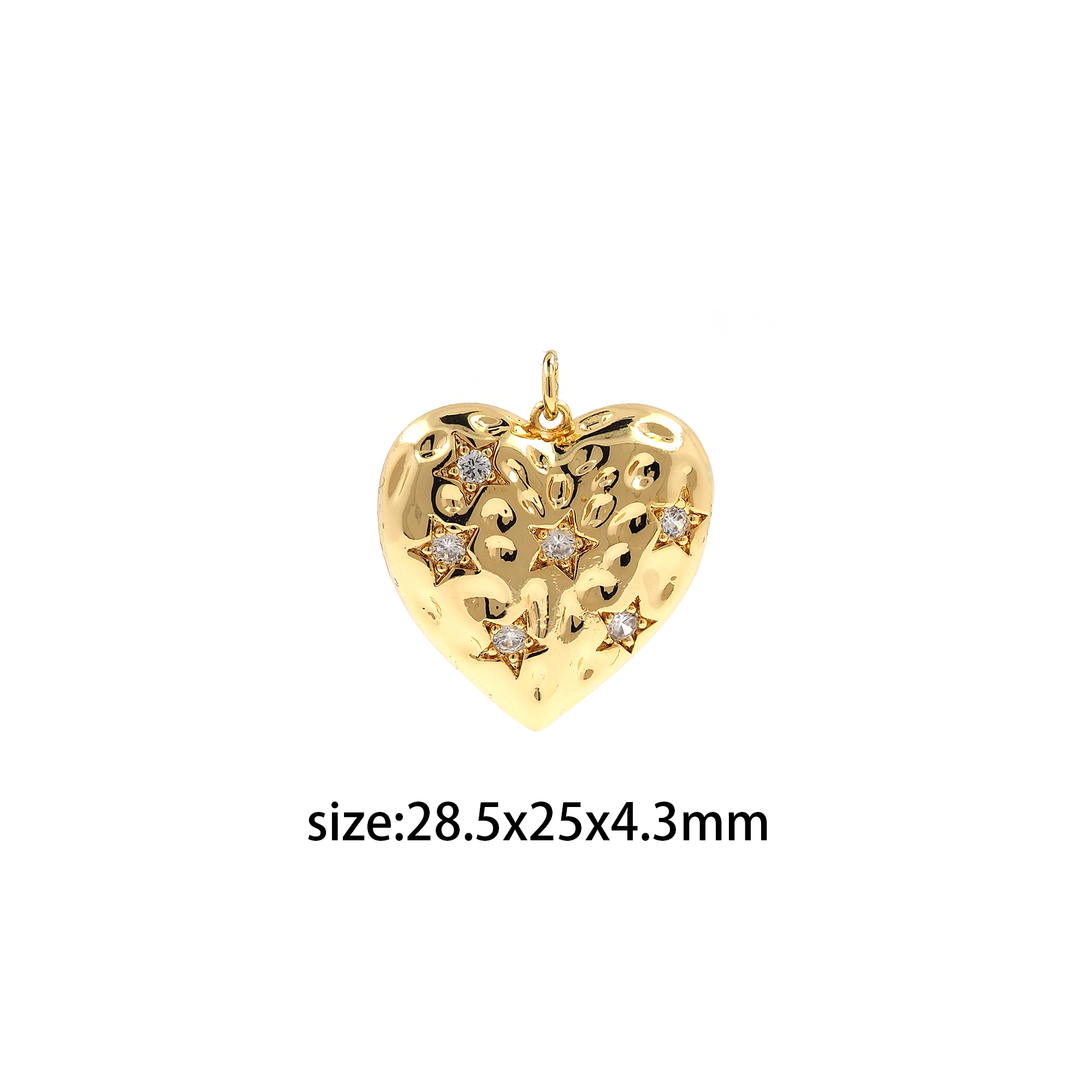18K Gold Filled Heart Pendant,CZ Micro Pave Heart Star Charm Earrings Necklace for DIY Jewelry Making Supply
