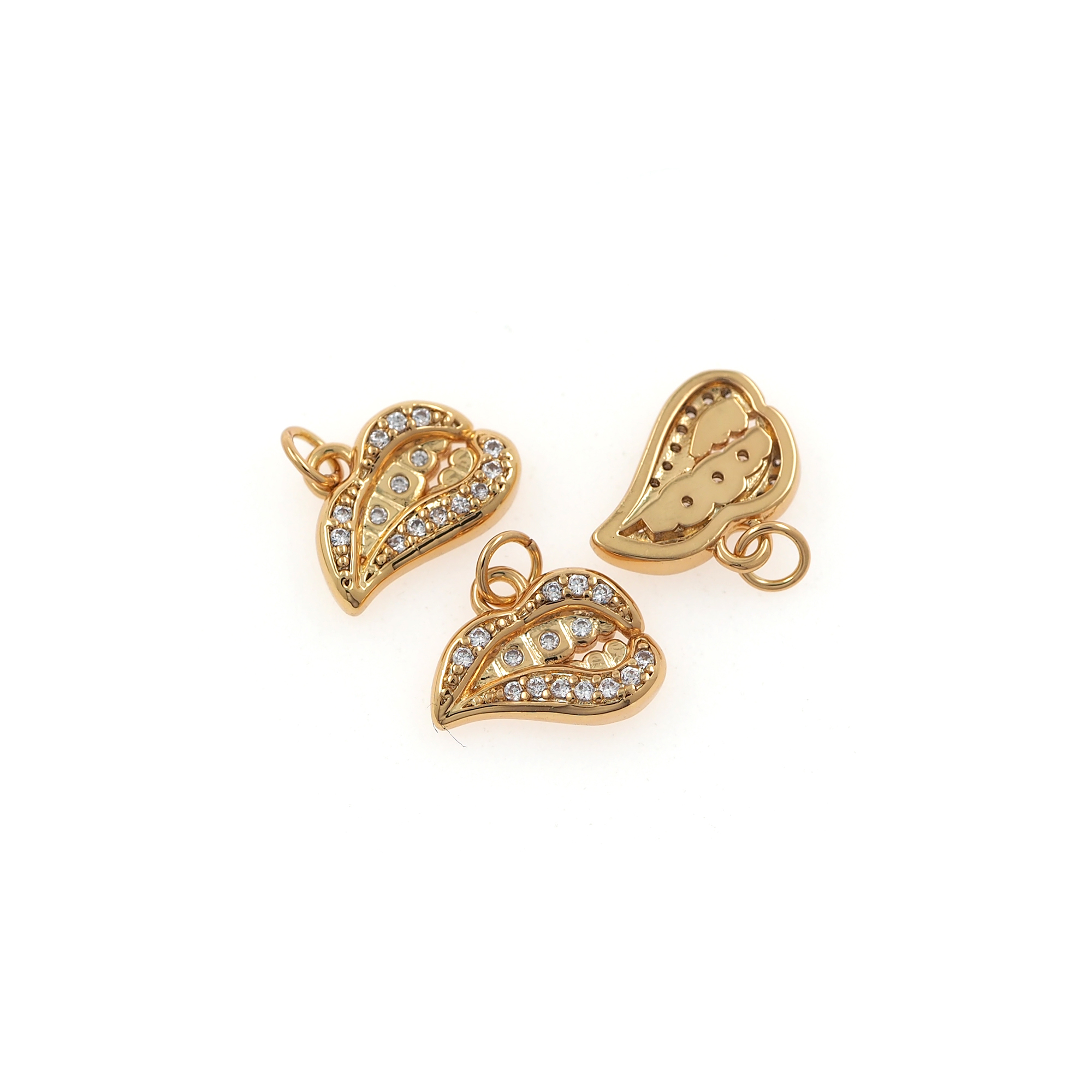 18K Gold Filled Lips Pendant,CZ Micro Pave Lip Charm Earrings Necklace for DIY Jewelry Making Supply