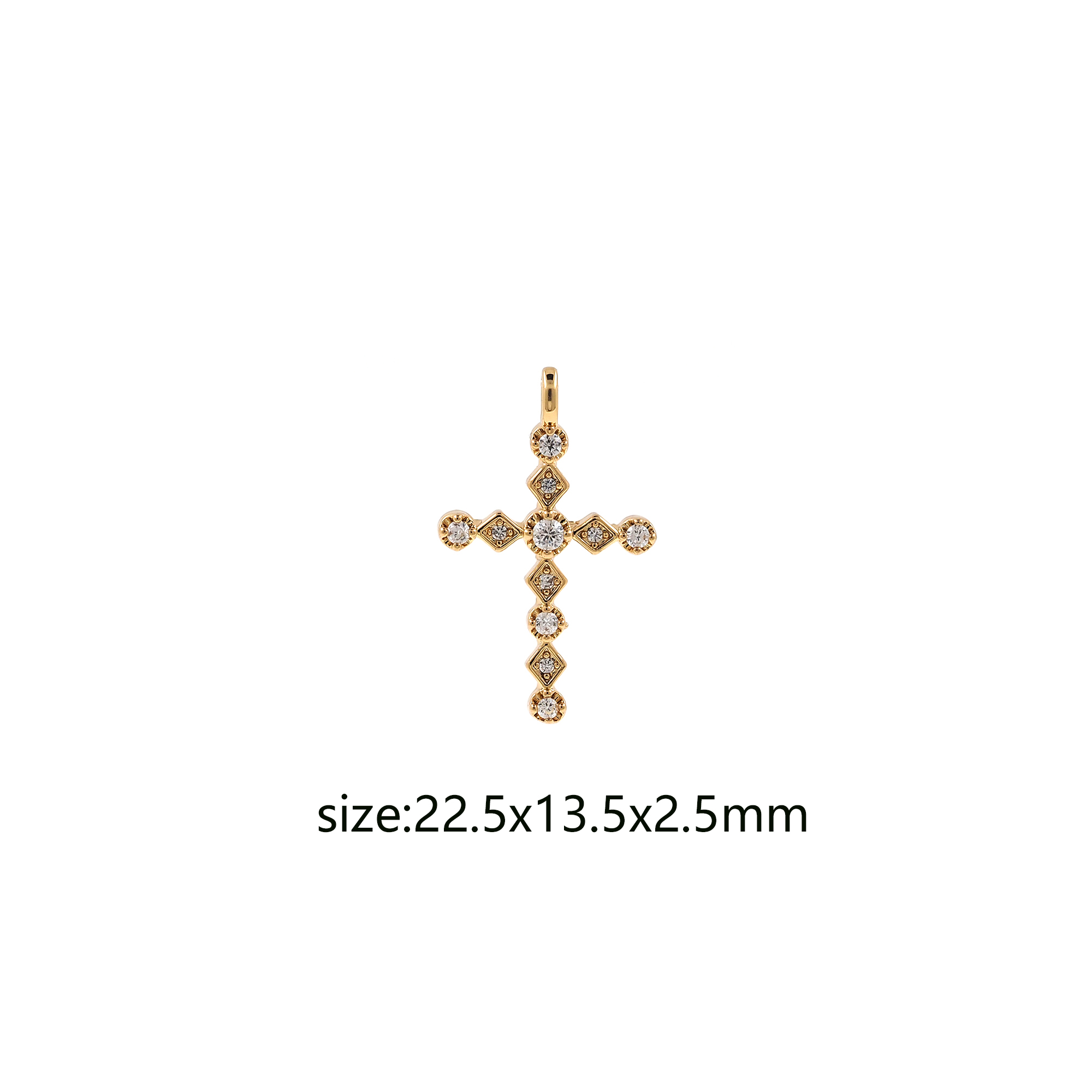 18K Gold Filled Cross Pendant,CZ Micro Pave Cross Charm Earrings Necklace for DIY Jewelry Making Supply