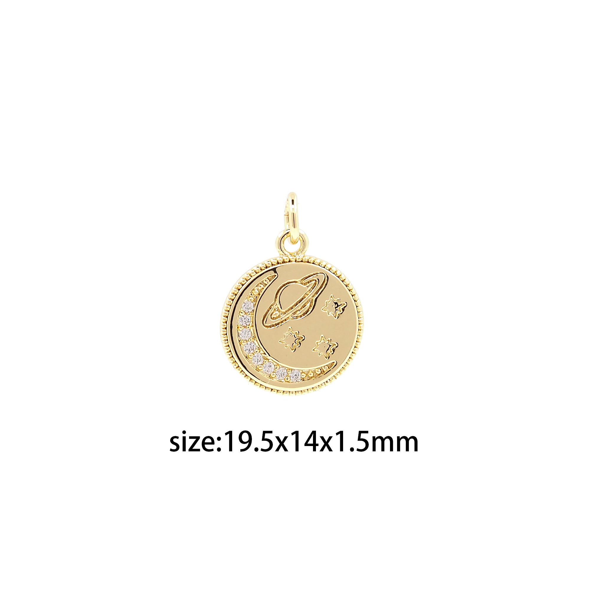 18K Gold Filled Planet Pendant,Celestial Charm,CZ Micro Pave Saturn Earrings Necklace for DIY Jewelry Making Supply