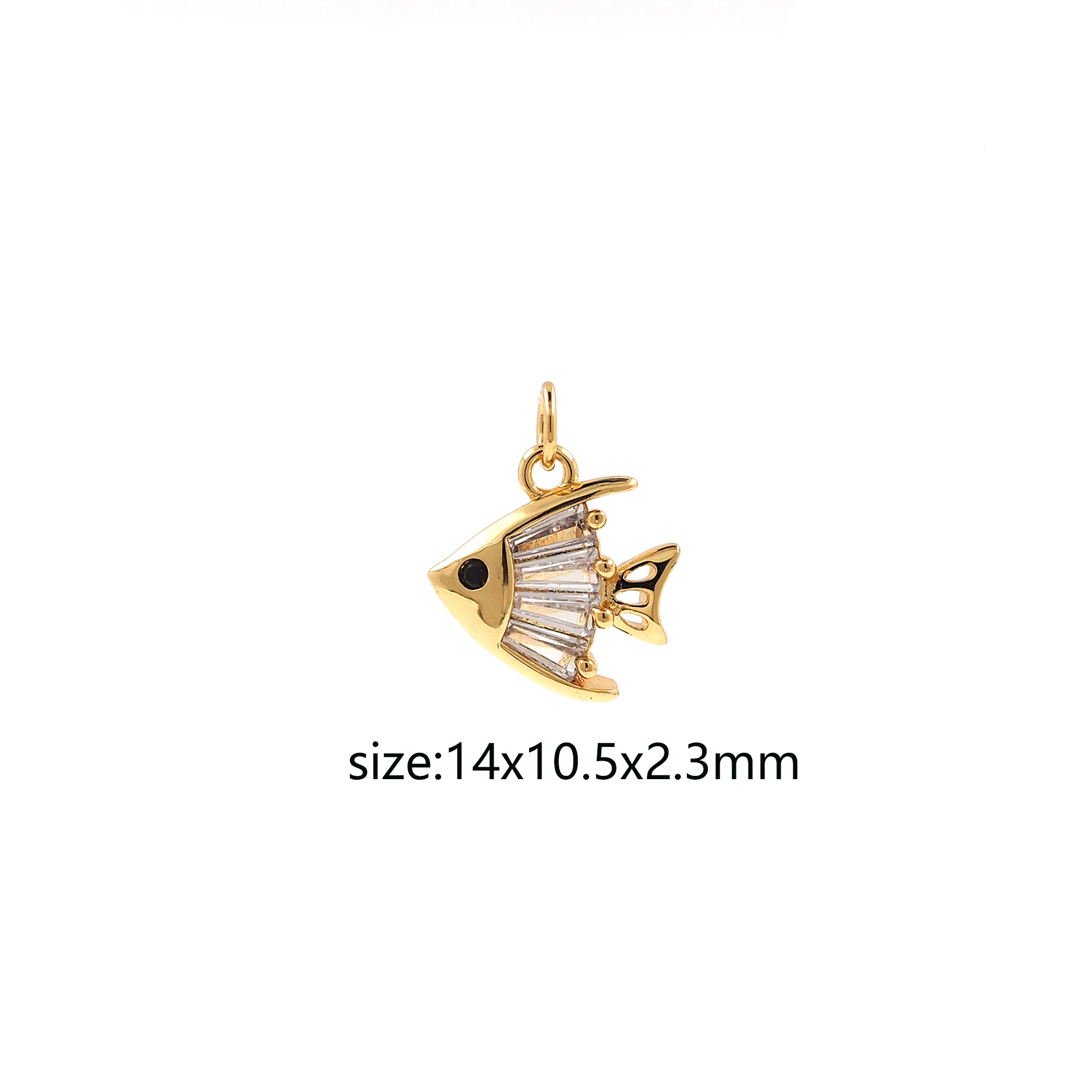 18K Gold Filled Fish Pendant,CZ Micro Pave Cute Fish Charm Earrings Necklace for DIY Jewelry Making Supply