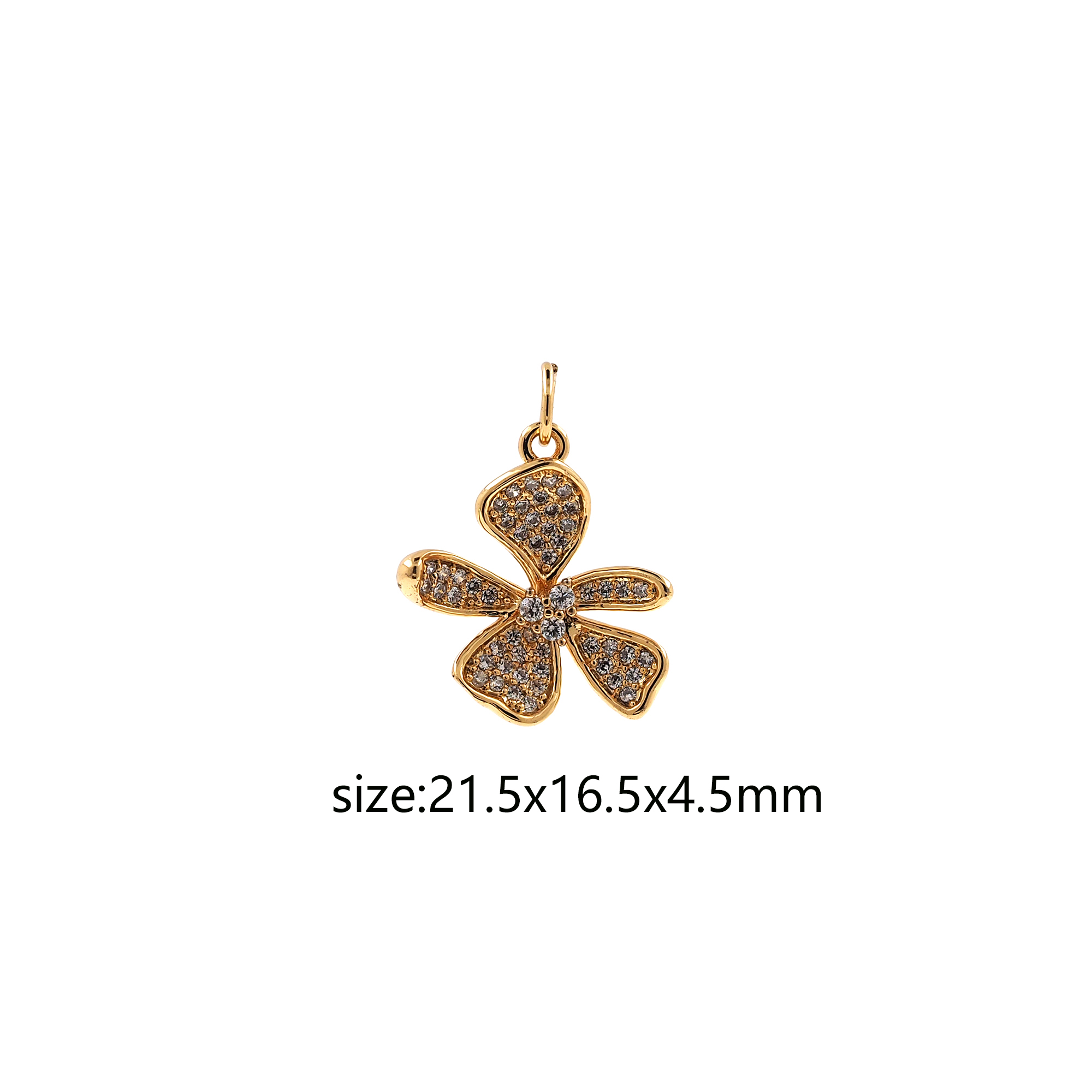 18K Gold Filled Flower Pendant,CZ Micro Pave Floral Charm Earrings Necklace for DIY Jewelry Making Supply