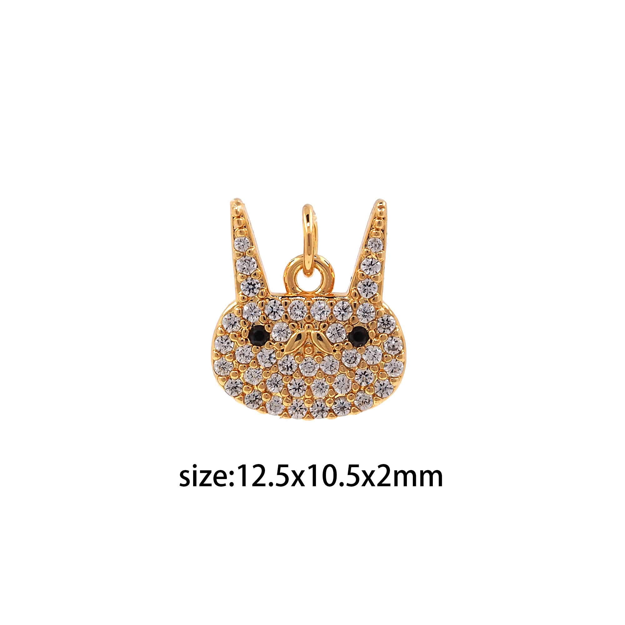 18K Gold Filled Rabbit Pendant,CZ Micro Pave Rabbit Charm Earrings Necklace for DIY Jewelry Making Supply