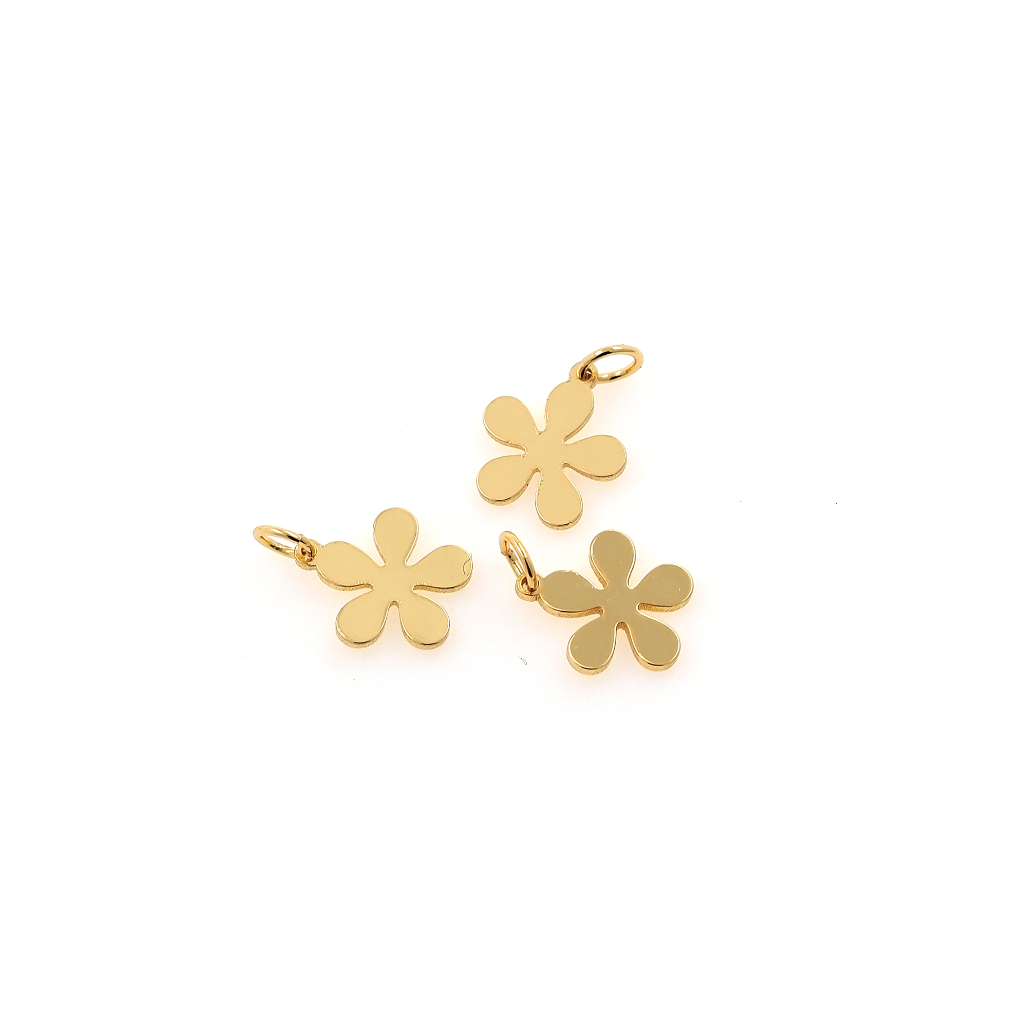 18K Gold Filled Flower Pendant,Tiny Flower Charm Earrings Necklace for DIY Jewelry Making Supply