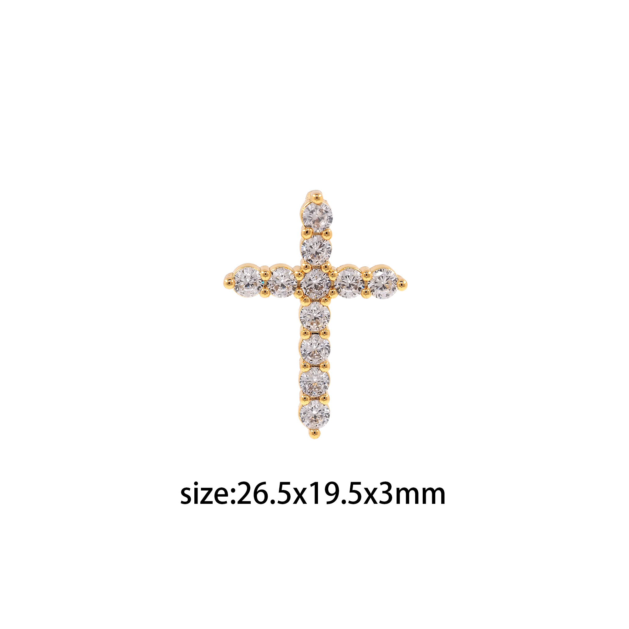 18K Gold Filled Cross Pendant,CZ Micro Pave Religion Charm Earrings Necklace for DIY Jewelry Making Supply