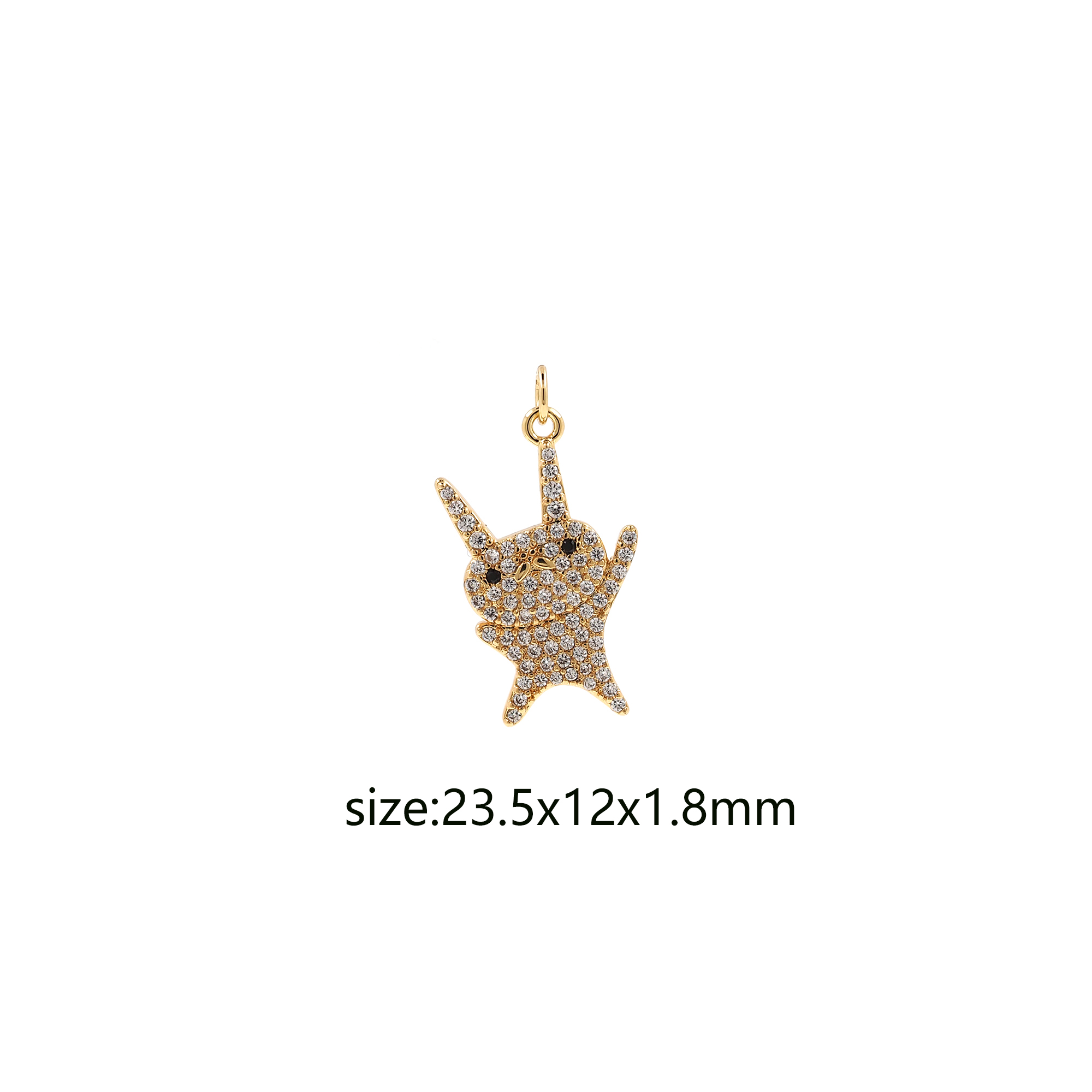 18K Gold Filled Rabbit Pendant,CZ Micro Pave Cute Rabbit Charm Earrings Necklace for DIY Jewelry Making Supply