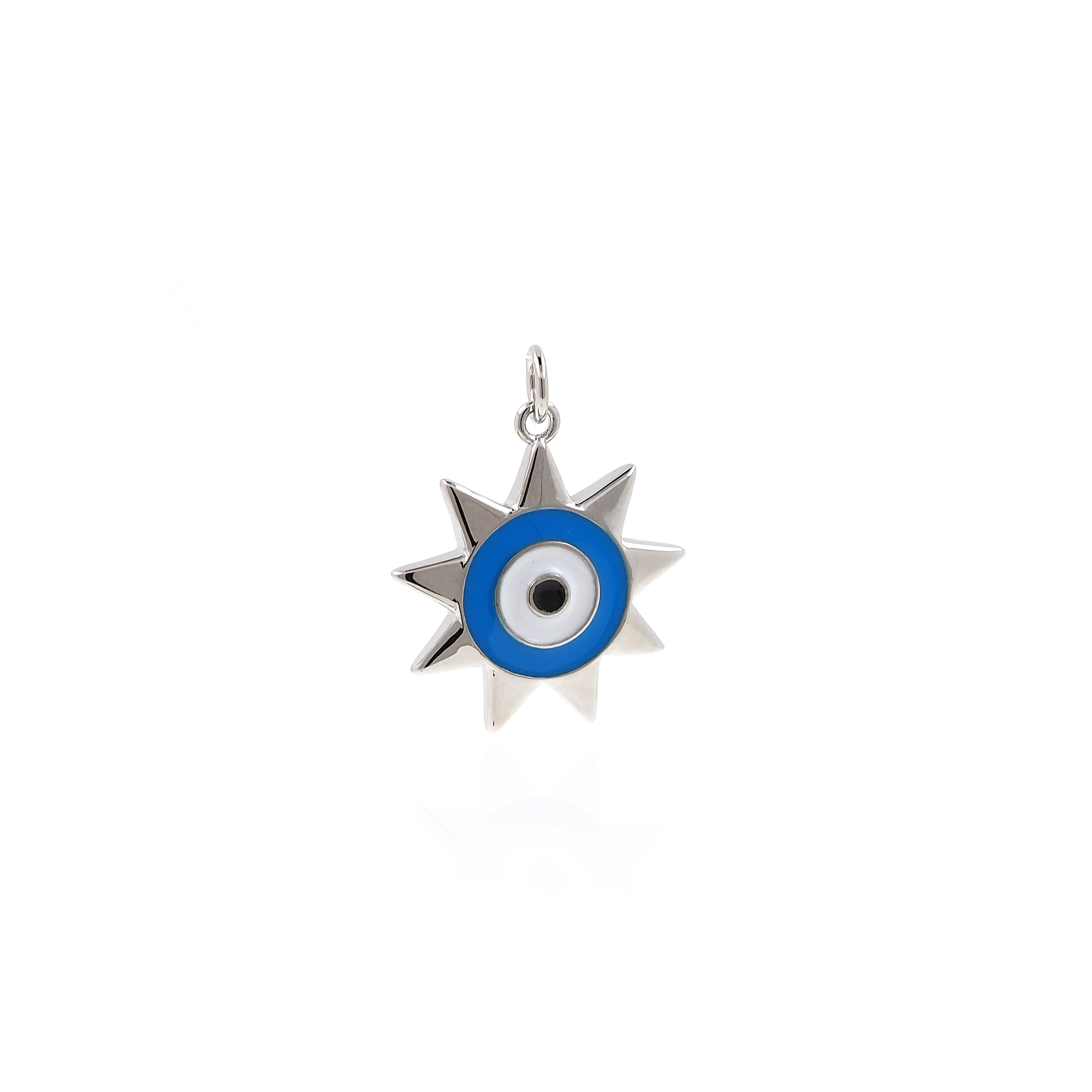 18K Gold Filled Sun Eye Pendant,Amulet Charm,Enamel Evil Eye Earrings Necklace for DIY Jewelry Making Supply