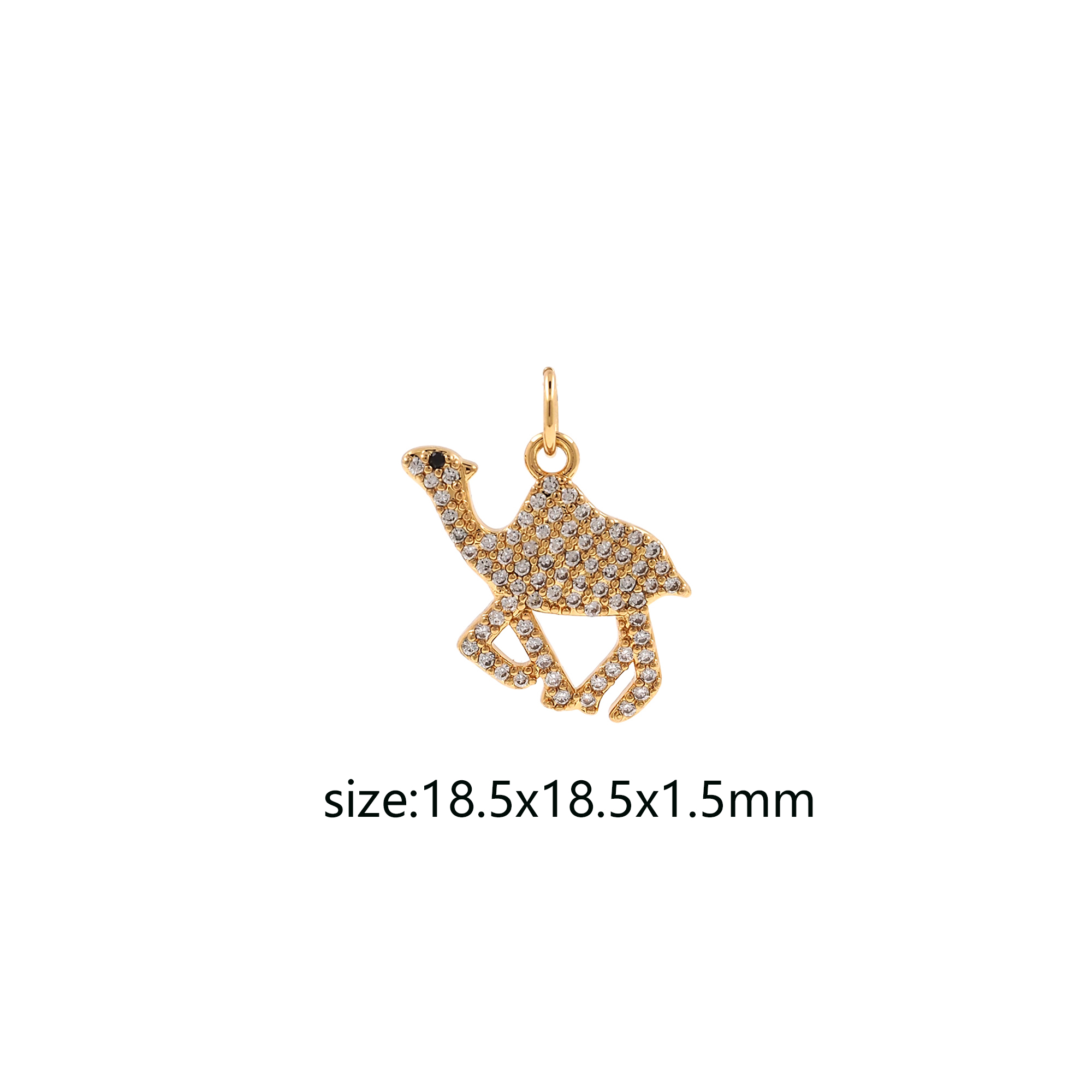 18K Gold Filled Camel Pendant,CZ Micro Pave Camel Charm Earrings Necklace for DIY Jewelry Making Supply