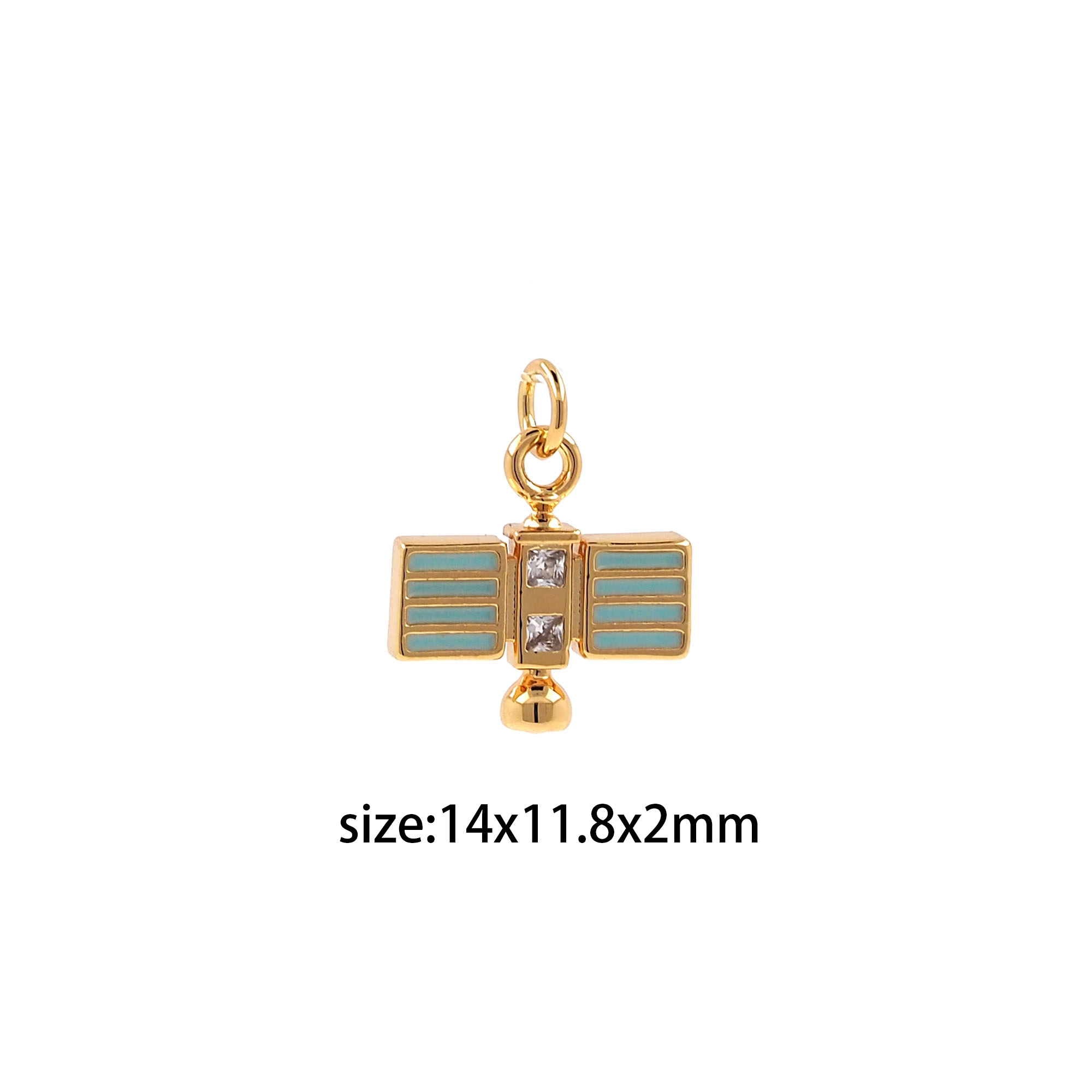 18K Gold Filled Satellite Pendant,Enamel Satellite Charm Earrings Necklace for DIY Jewelry Making Supply