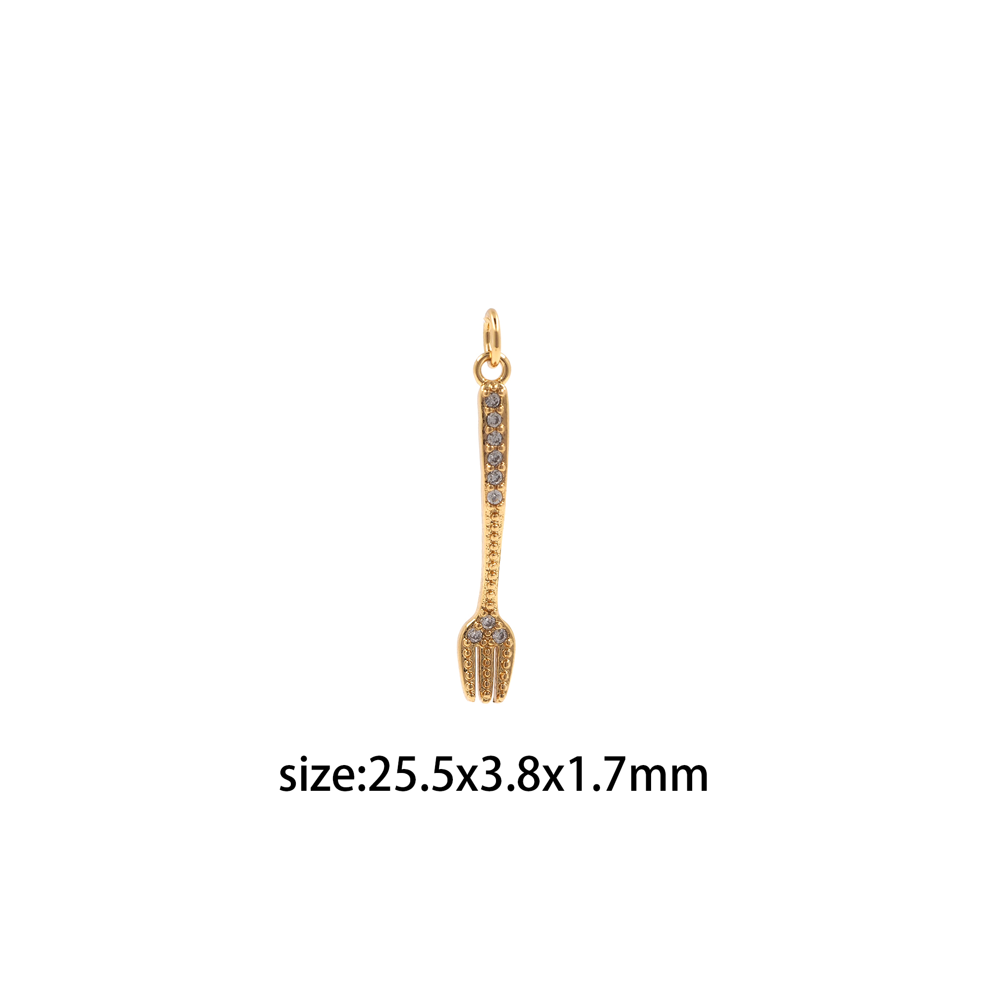 18K Gold Filled Fork Pendant,Tableware Charm,CZ Micro Pave Fork Earrings Necklace for DIY Jewelry Making Supply