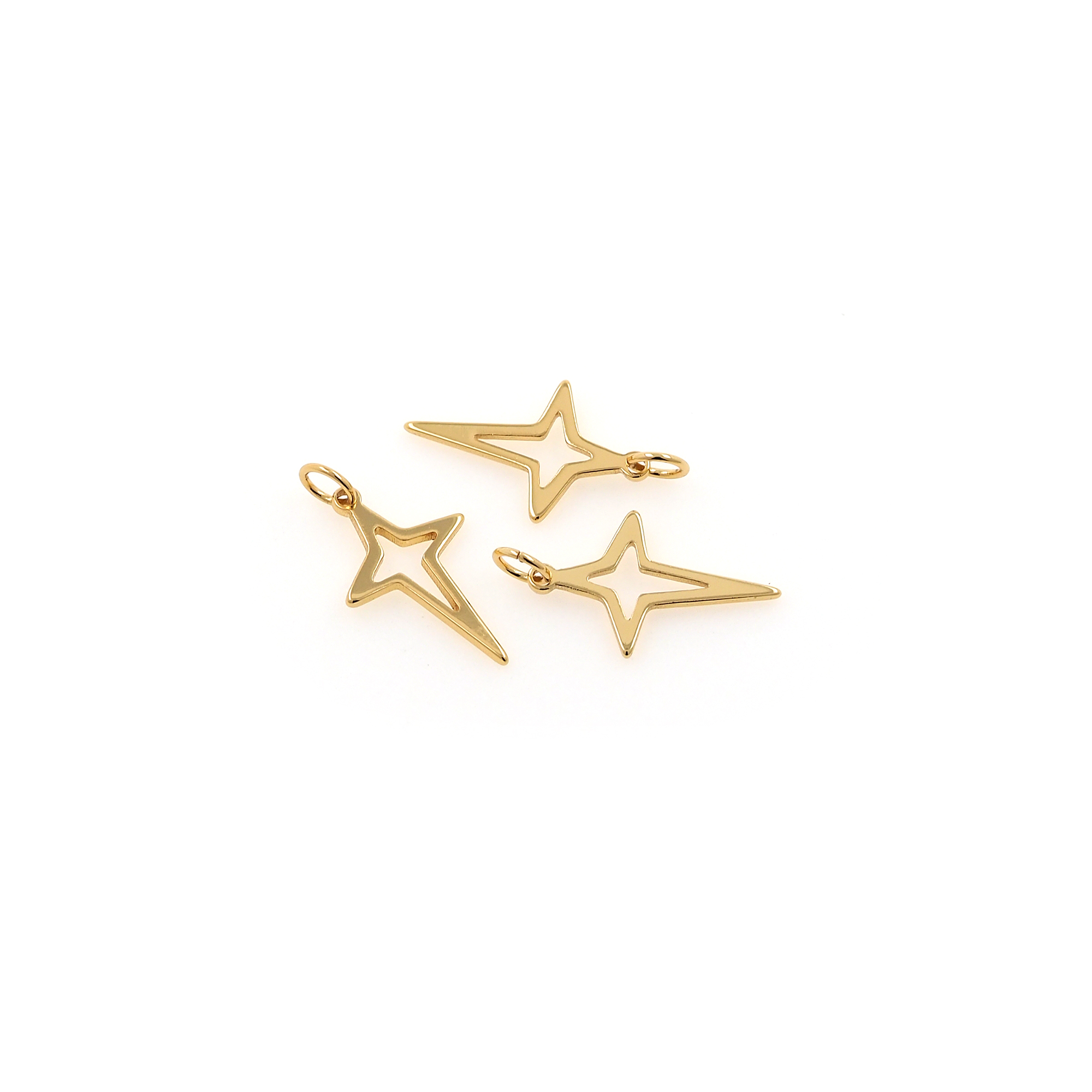 18K Gold Filled Star Pendant,Celestial Charm,Tiny Star Earrings Necklace for DIY Jewelry Making Supply