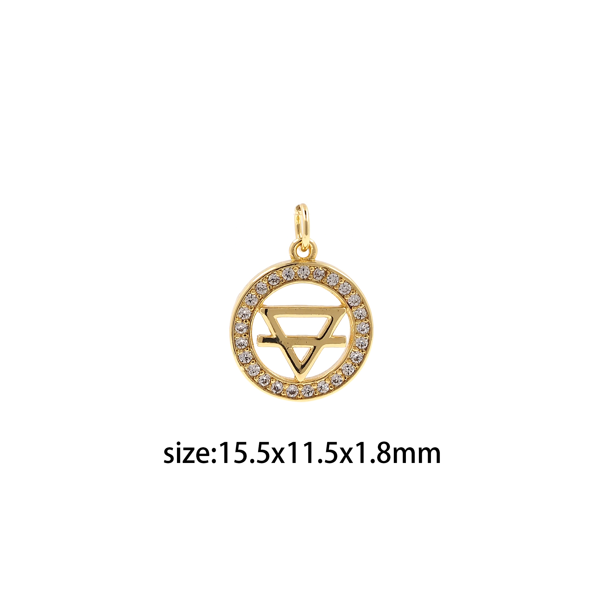 18K Gold Filled Alchemy Element Pendant,Symbol Charm,CZ Micro Pave Alchemy Earrings Necklace for DIY Jewelry Making Supply
