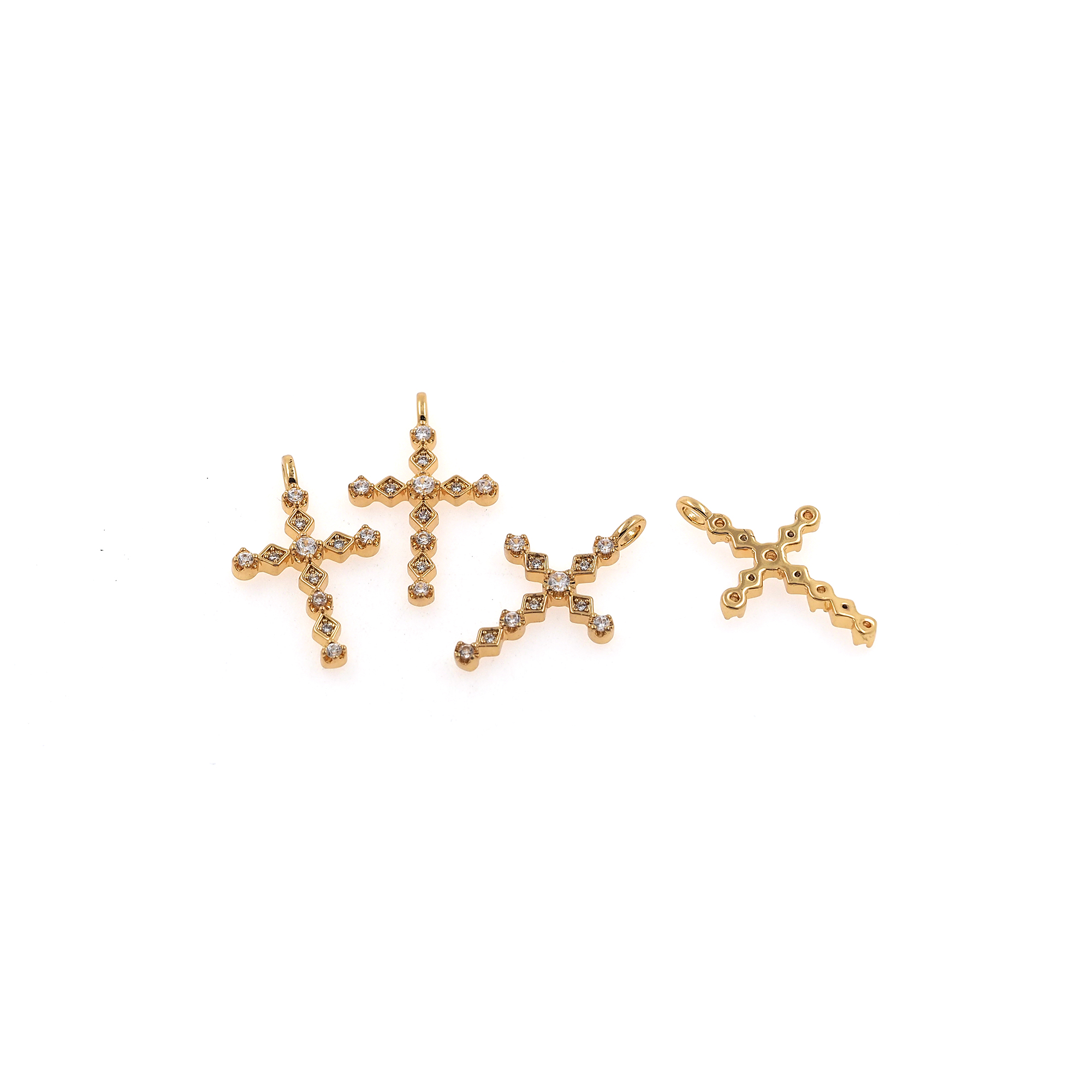 18K Gold Filled Cross Pendant,CZ Micro Pave Cross Charm Earrings Necklace for DIY Jewelry Making Supply