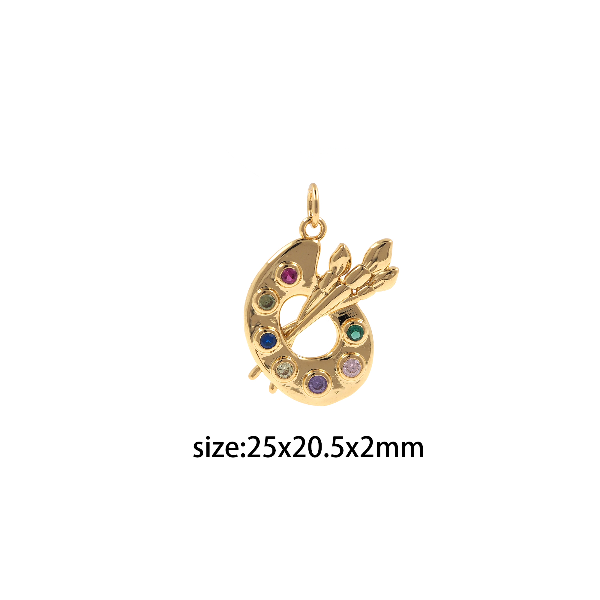 18K Gold Filled Palette Pendant,Artist Charm,CZ Micro Pave Palette Charm Earrings Necklace for DIY Jewelry Making Supply