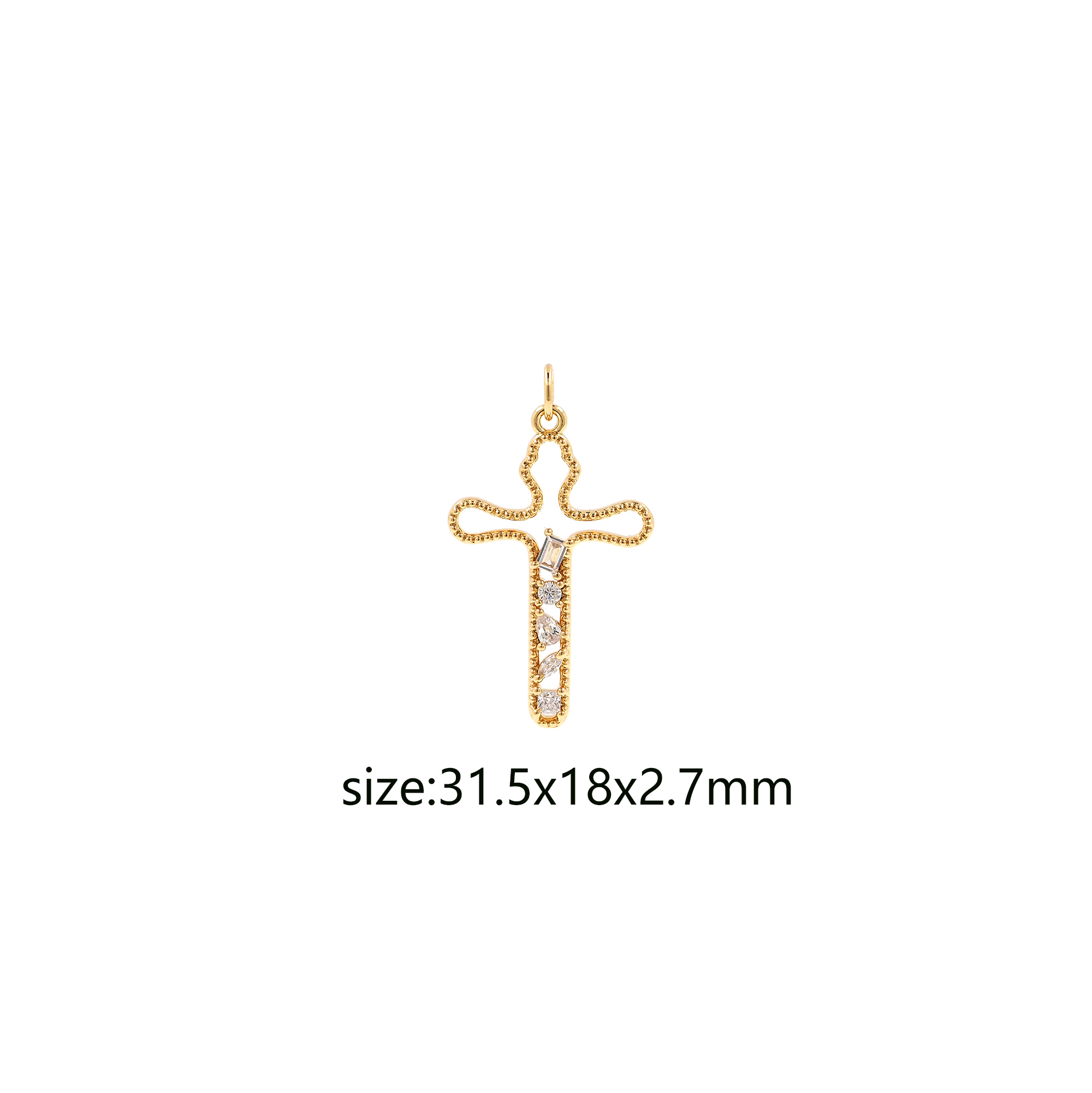 18K Gold Filled Cross Pendant,CZ Micro Pave Religion Charm Earrings Necklace for DIY Jewelry Making Supply