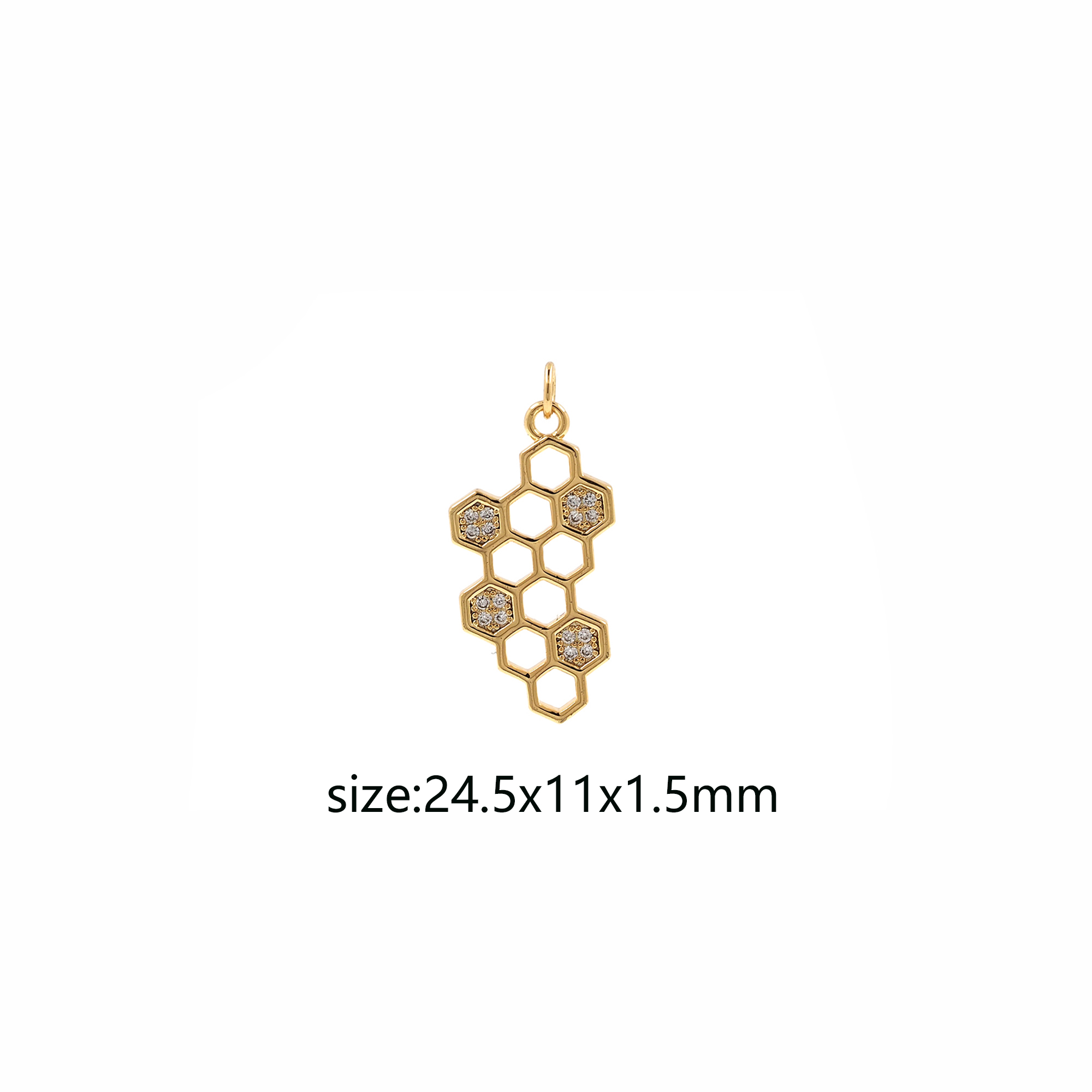 18K Gold Filled Honeycomb Pendant,CZ Micro Pave Honeycomb Charm Earrings Necklace for DIY Jewelry Making Supply