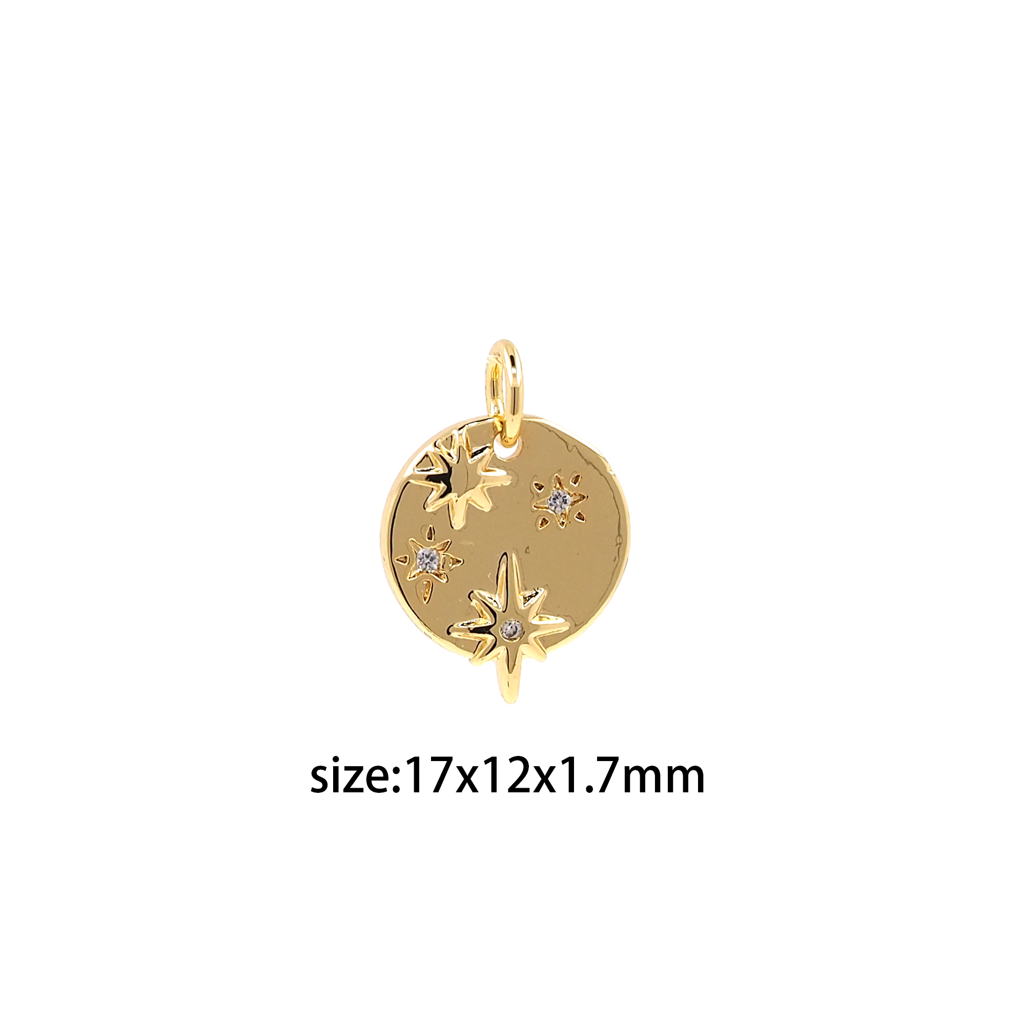 18K Gold Filled North Star Pendant,Celestial Charm,CZ Micro Pave Polaris Earrings Necklace for DIY Jewelry Making Supply