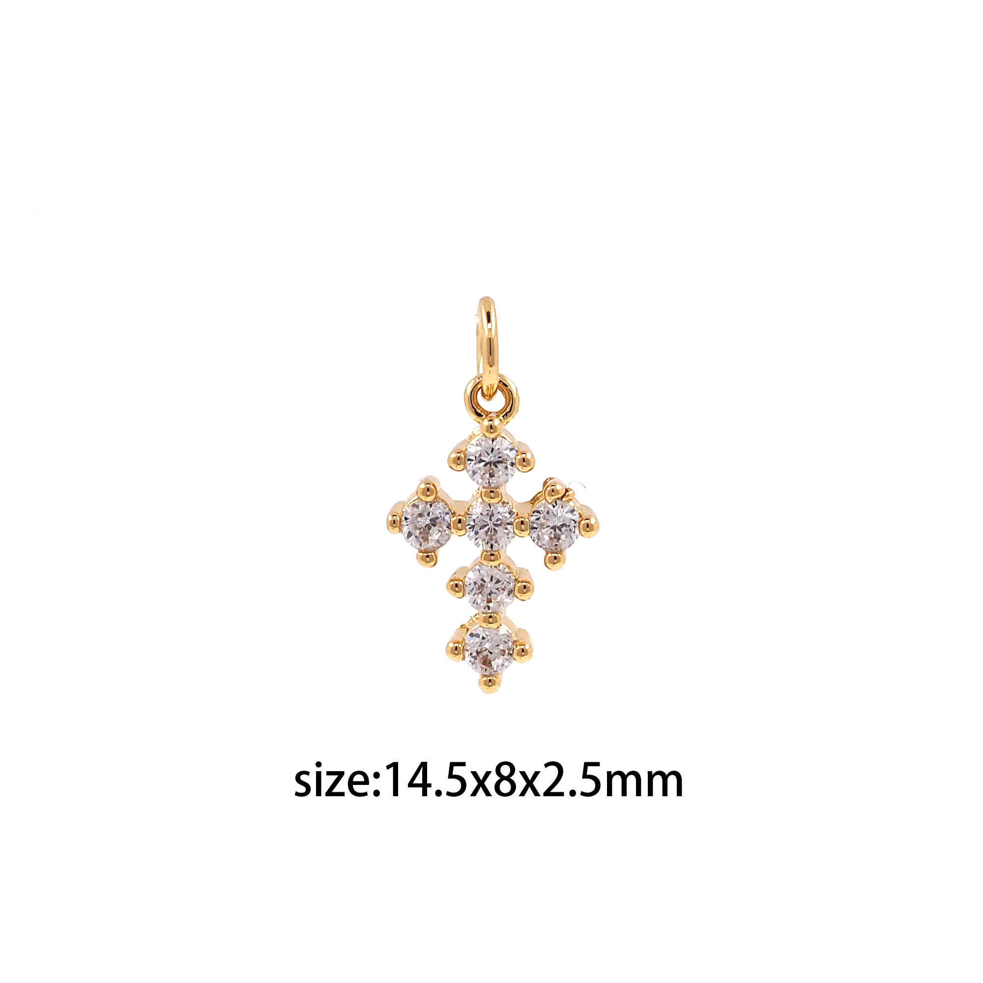 18K Gold Filled Cross Pendant,CZ Micro Pave Tiny Cross Charm Earrings Necklace for DIY Jewelry Making Supply
