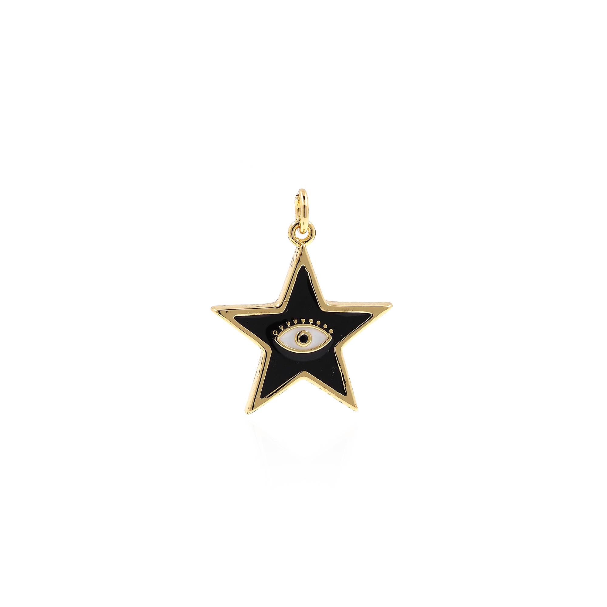 18K Gold Filled Star Eye Pendant,Enamel Evil Eye Charm Earrings Necklace for DIY Jewelry Making Supply