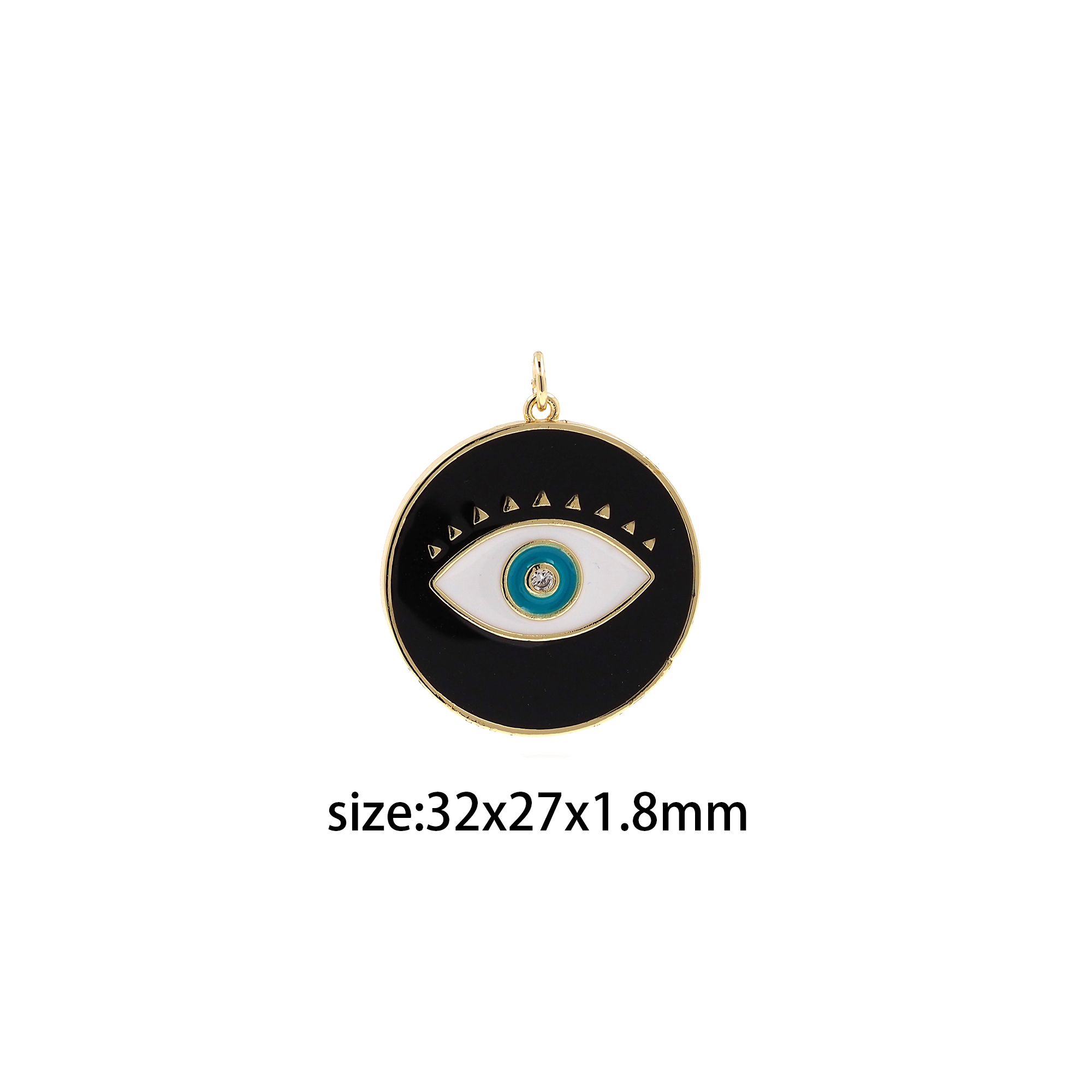 18K Gold Filled Coin Eye Pendant,Enamel Evil Eye Charm Earrings Necklace for DIY Jewelry Making Supply