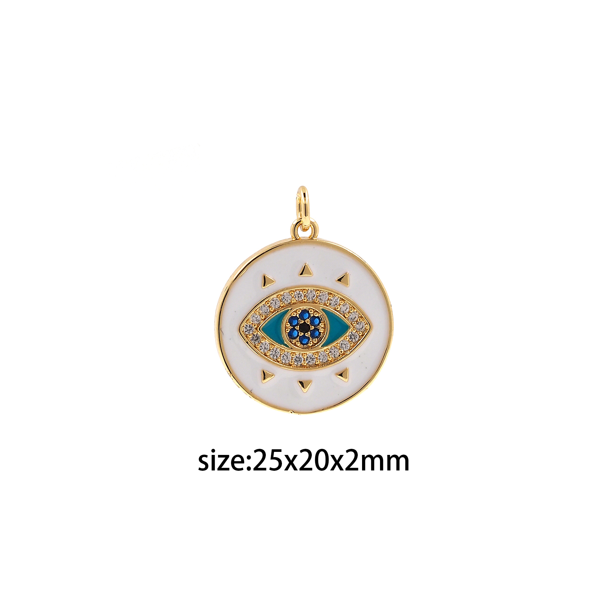18K Gold Filled Evil Eye Pendant,Enamel Amulet Charm Earrings Necklace for DIY Jewelry Making Supply