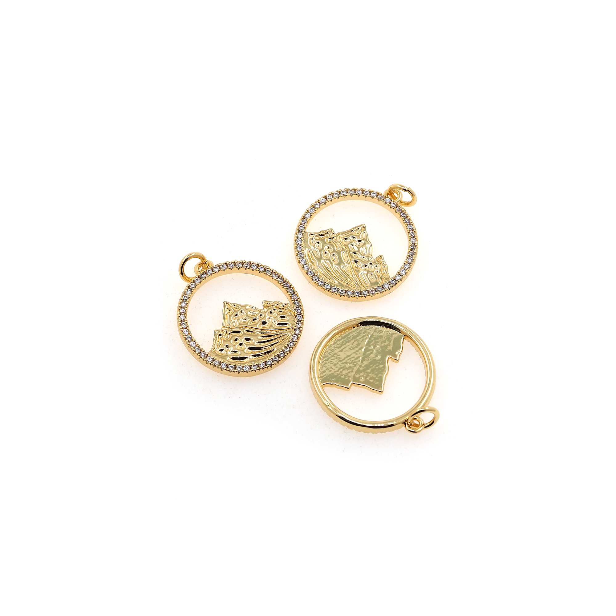 18K Gold Filled Earth Pendant,CZ Micro Pave Element Charm Earrings Necklace for DIY Jewelry Making Supply