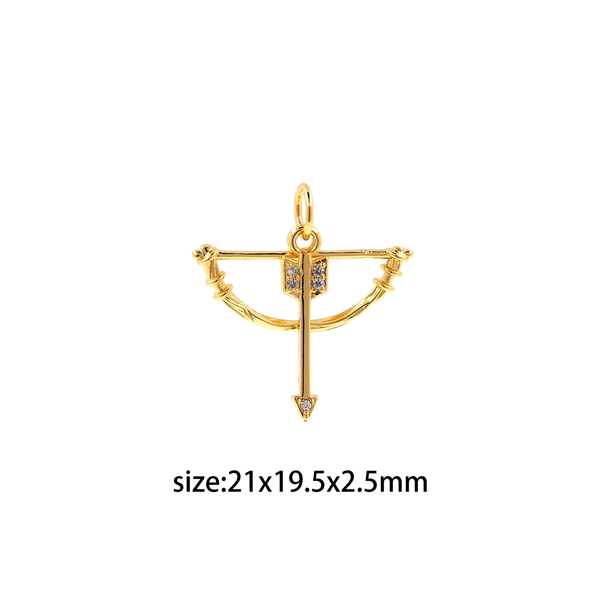 18K Gold Filled Bow Arrow Pendant,CZ Micro Pave Bow Arrow Charm Earrings Necklace for DIY Jewelry Making Supply