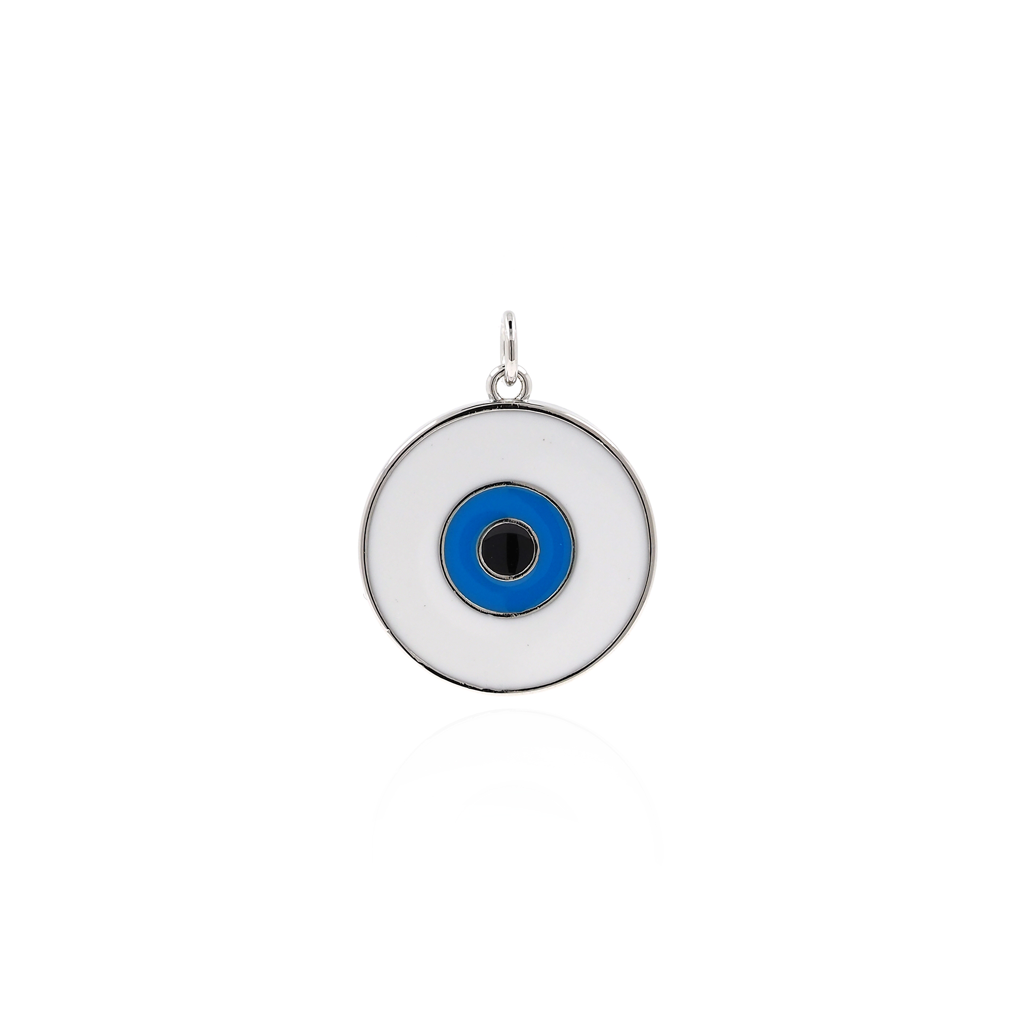 18K Gold Filled Coin Eye Pendant,Amulet Charm,Enamel Evil Eye Earrings Necklace for DIY Jewelry Making Supply