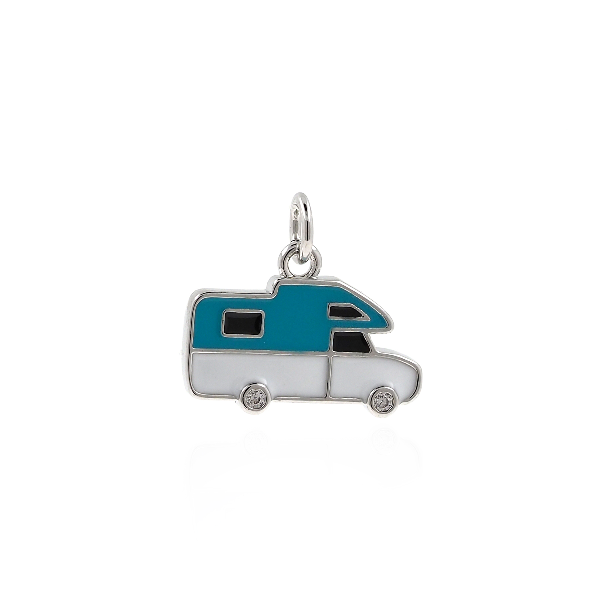 18K Gold Filled Car Pendant,Enamel Caravan Charm Earrings Necklace for DIY Jewelry Making Supply