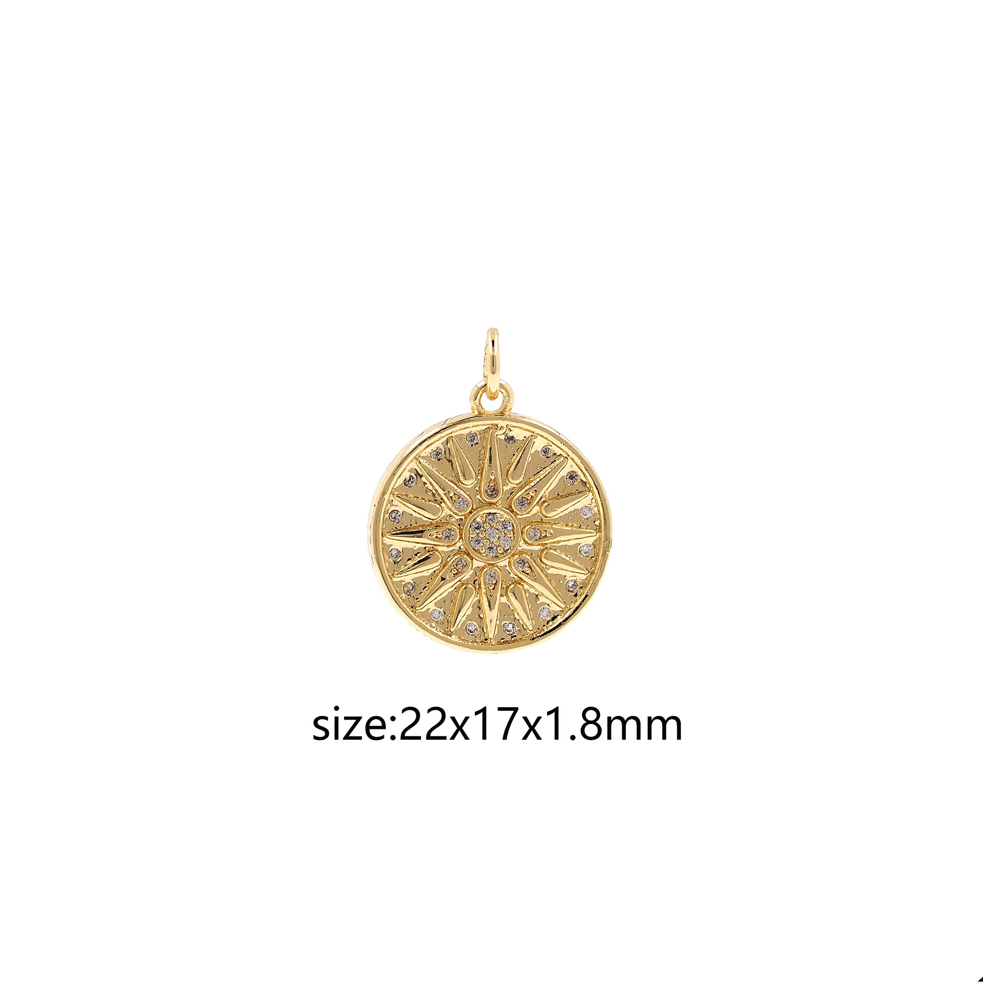 18K Gold Filled Sun Pendant,CZ Sun Charm Earrings Necklace for DIY Jewelry Making Supply