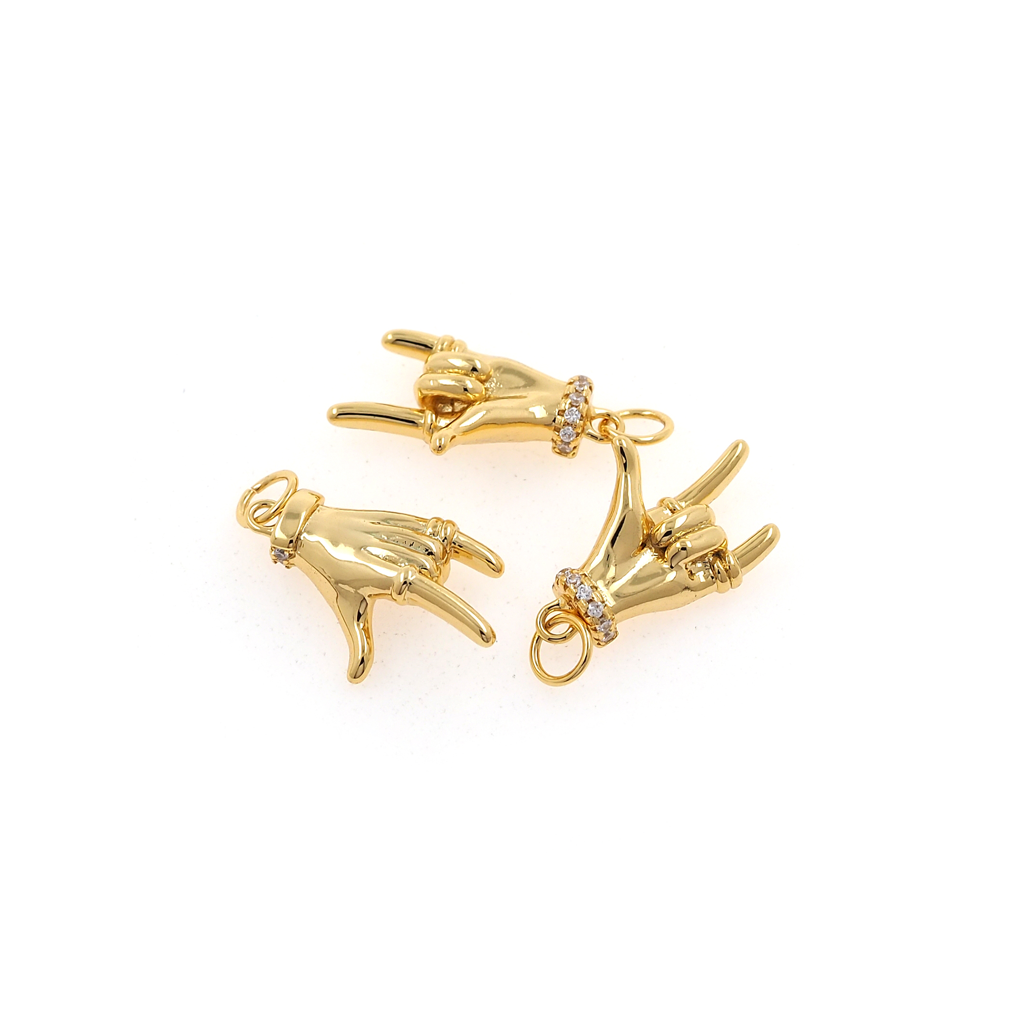 18K Gold Filled Gesture Pendant,Hand Charm Earrings Necklace for DIY Jewelry Making Supply