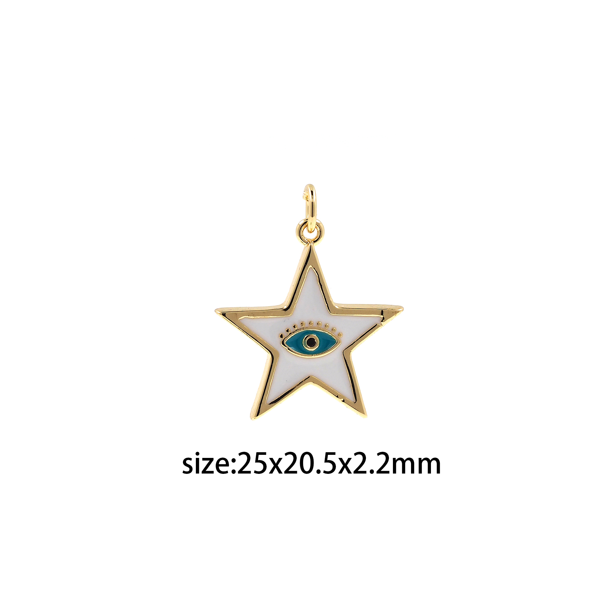 18K Gold Filled Star Eye Pendant,Enamel Evil Eye Charm Earrings Necklace for DIY Jewelry Making Supply