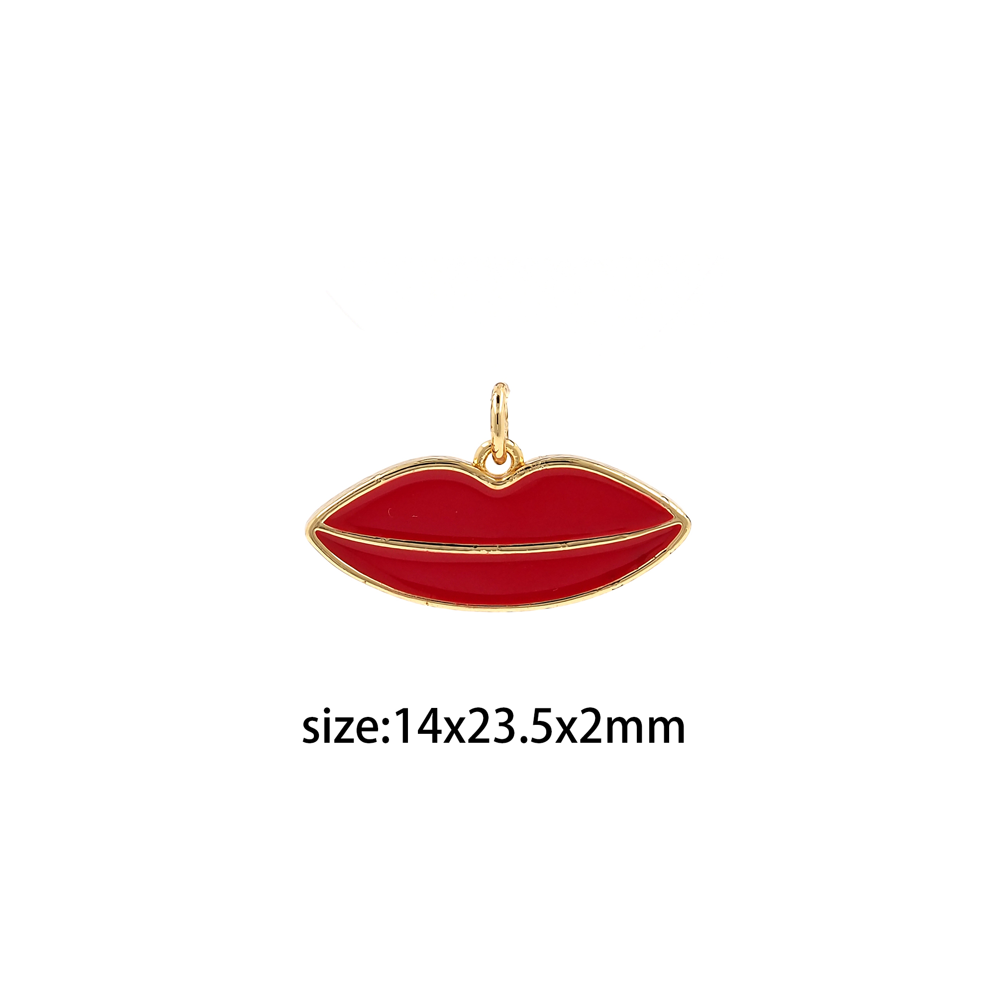 18K Gold Filled Lips Pendant,Enamel Lip Charm Earrings Necklace for DIY Jewelry Making Supply