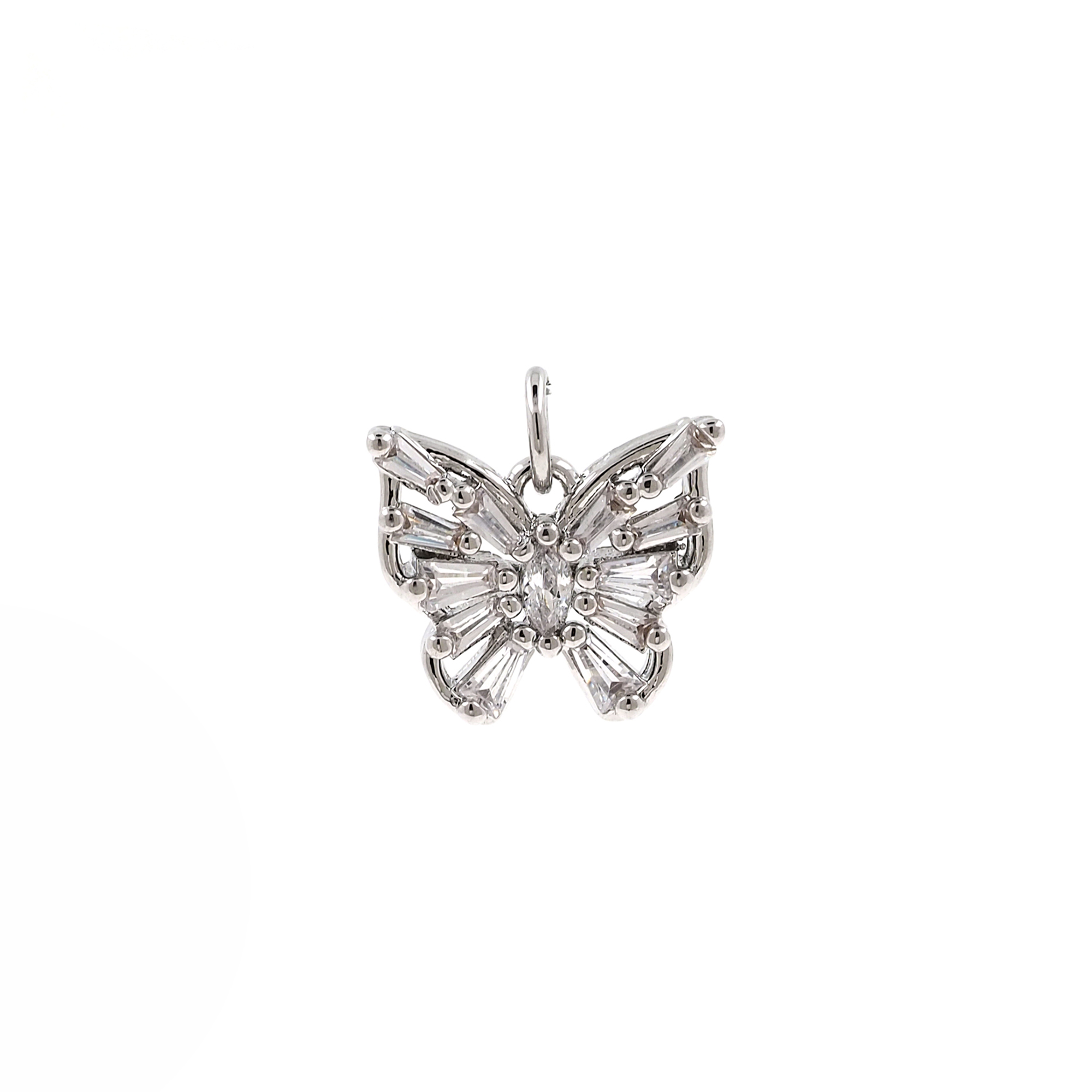 18K Gold Filled Butterfly Pendant,Insect Charm,CZ Micro Pave Butterfly Earrings Necklace for DIY Jewelry Making Supply