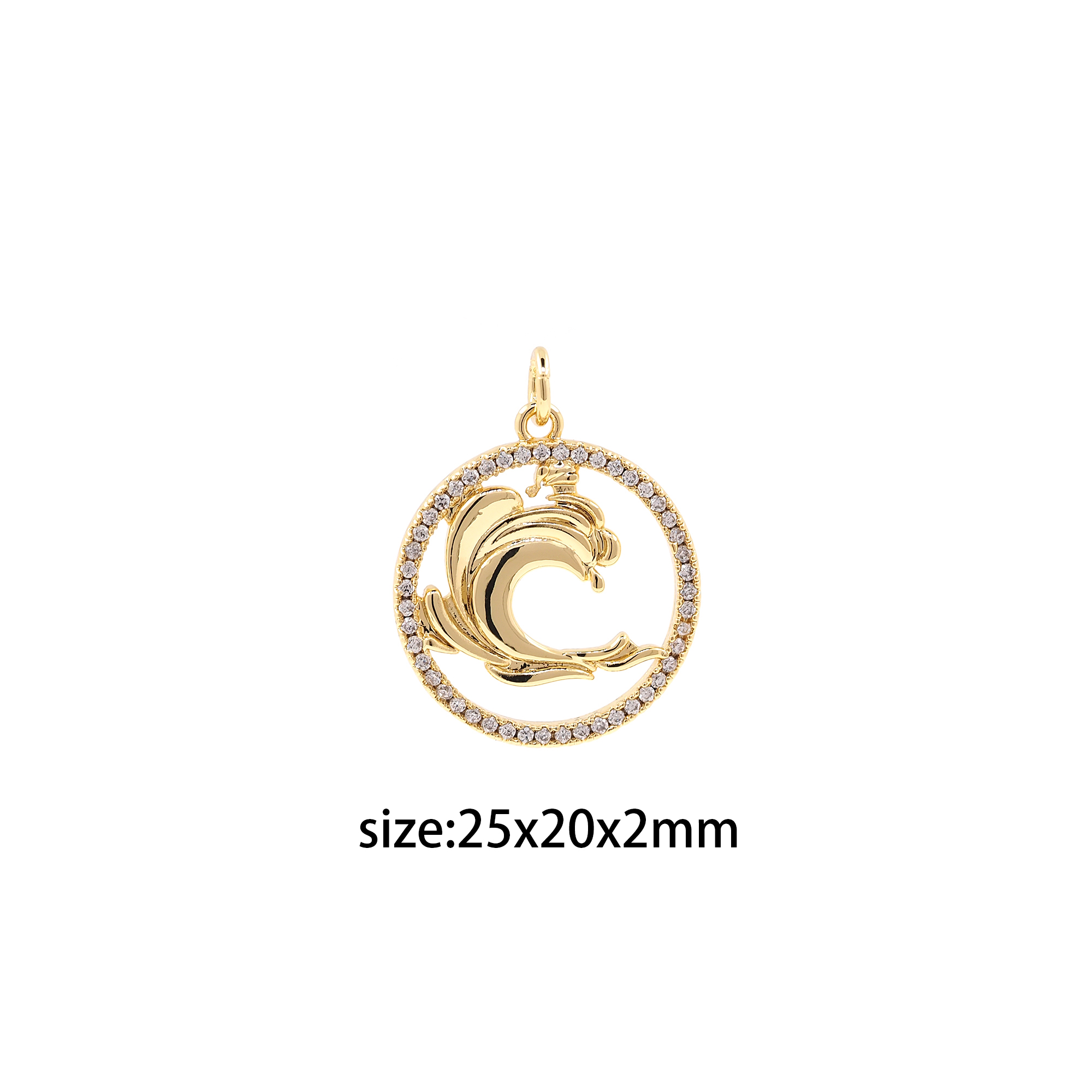 18K Gold Filled Water Pendant,CZ Micro Pave Element Charm Earrings Necklace for DIY Jewelry Making Supply