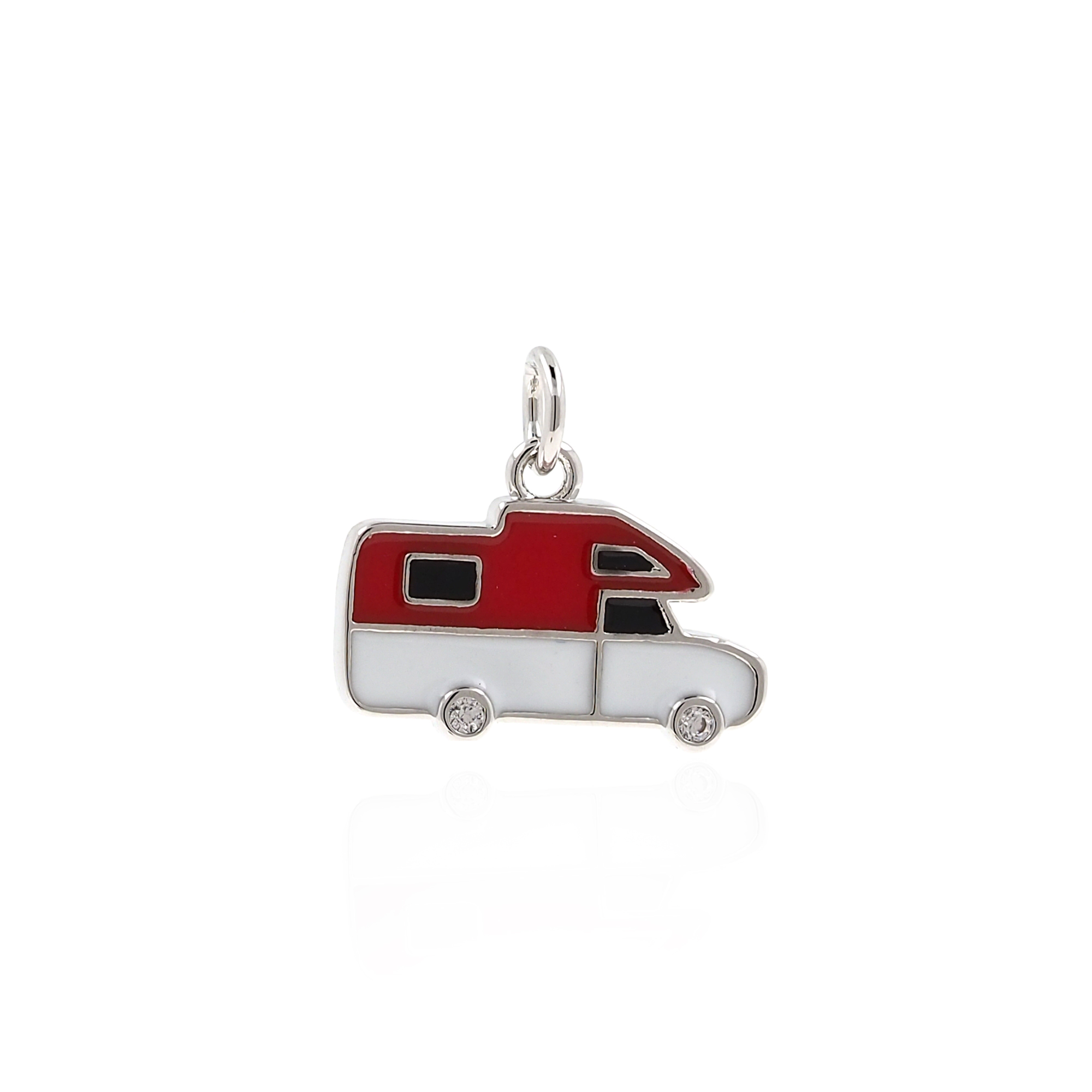 18K Gold Filled Car Pendant,Enamel Caravan Charm Earrings Necklace for DIY Jewelry Making Supply