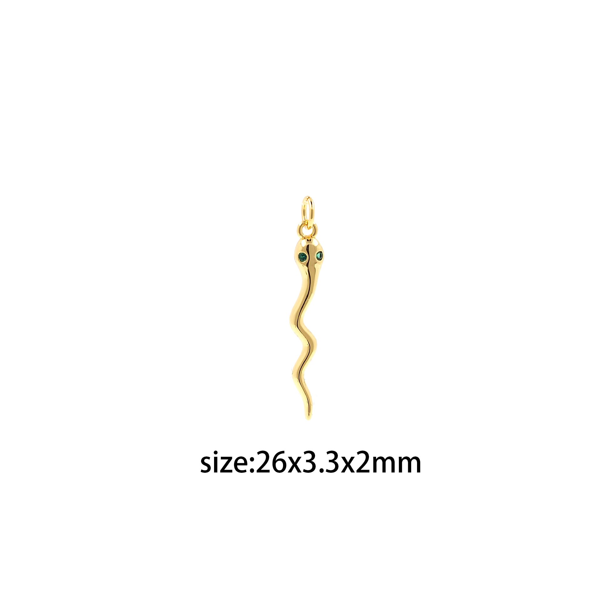 18K Gold Filled Snake Pendant,Reptile Charm,Cute Snake Earrings Necklace for DIY Jewelry Making Supply