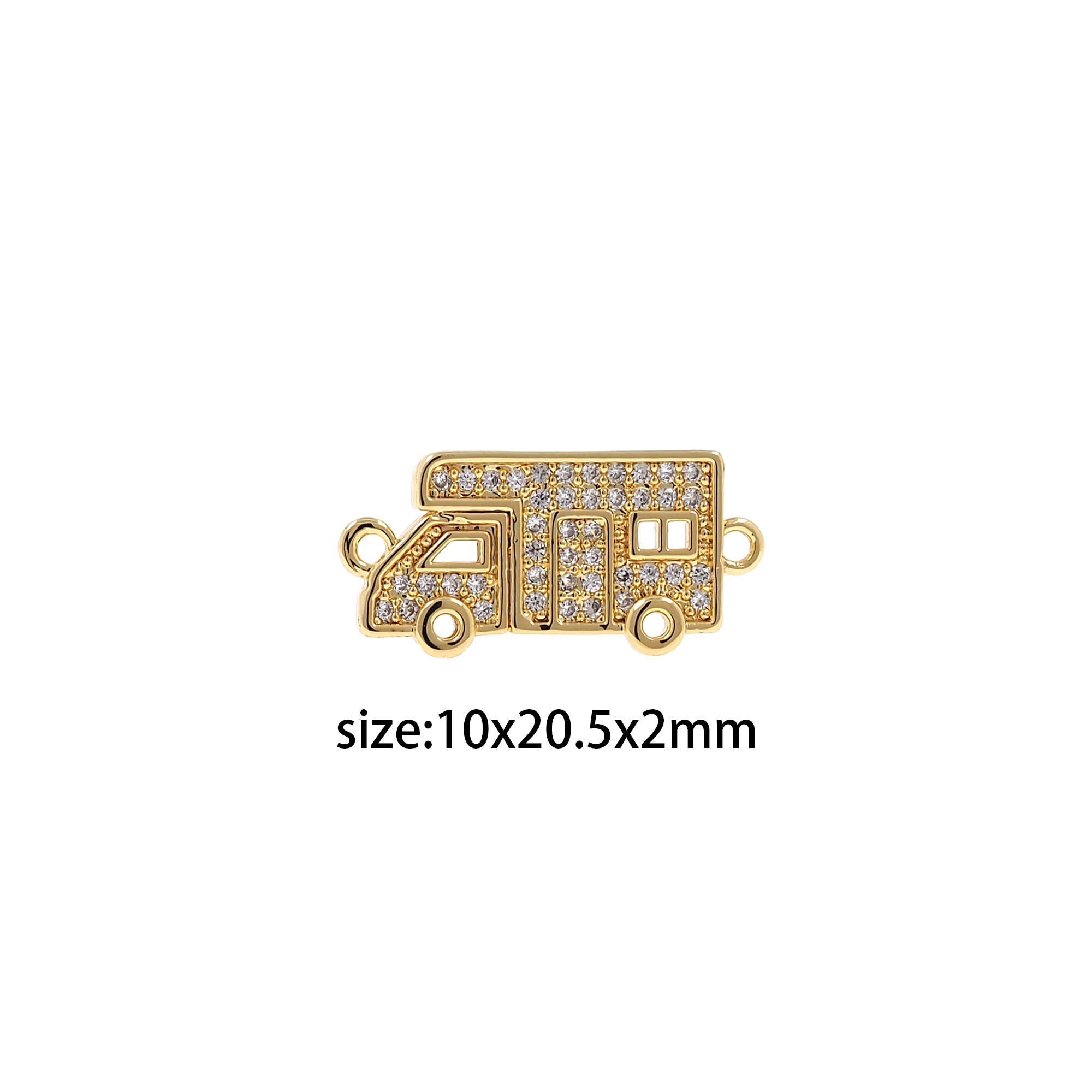 18K Gold Filled Car Connector,CZ Micro Pave Car Charm Necklace Bracelet for DIY Jewelry Making Supply