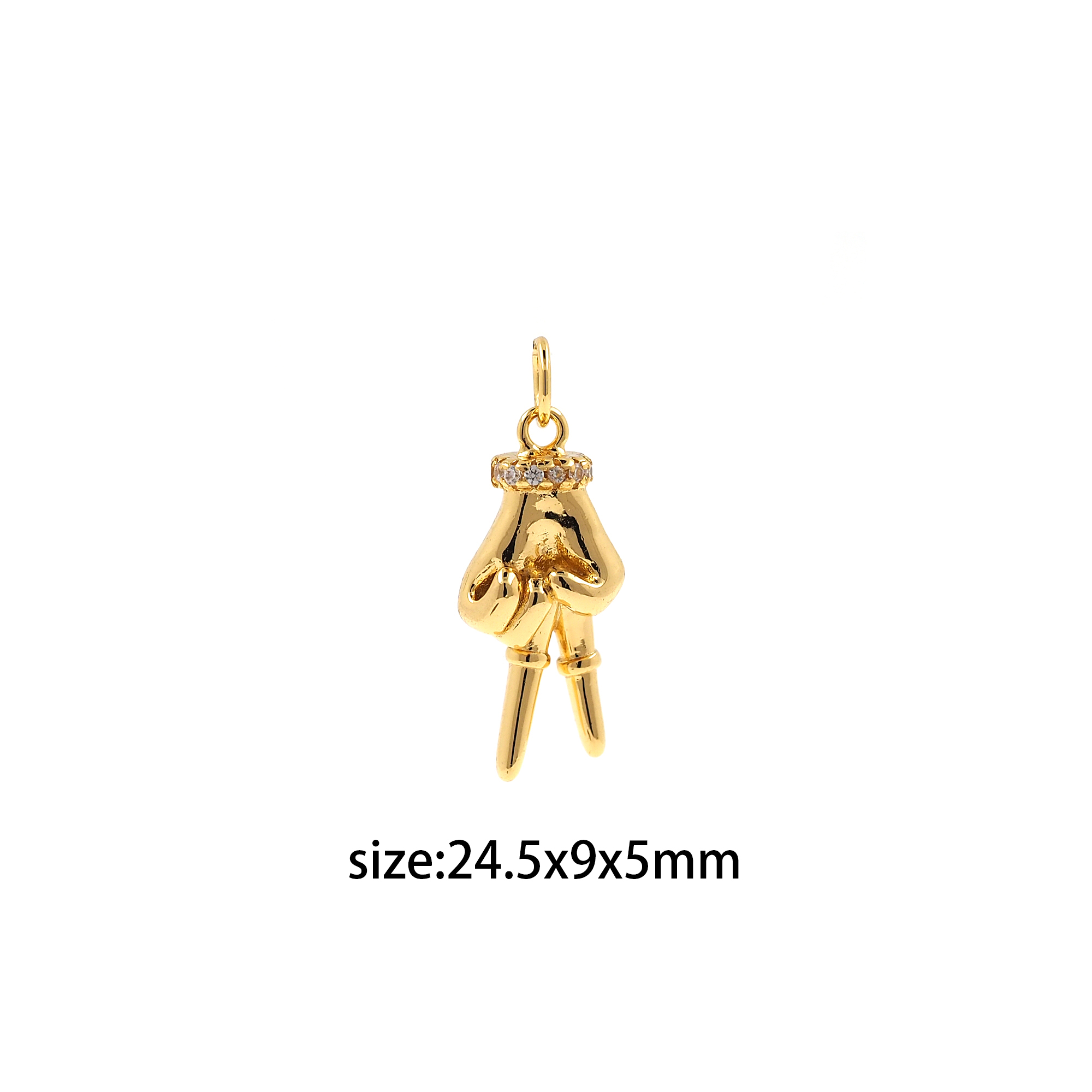 18K Gold Filled Gesture Pendant,Peace Hand Charm Earrings Necklace for DIY Jewelry Making Supply