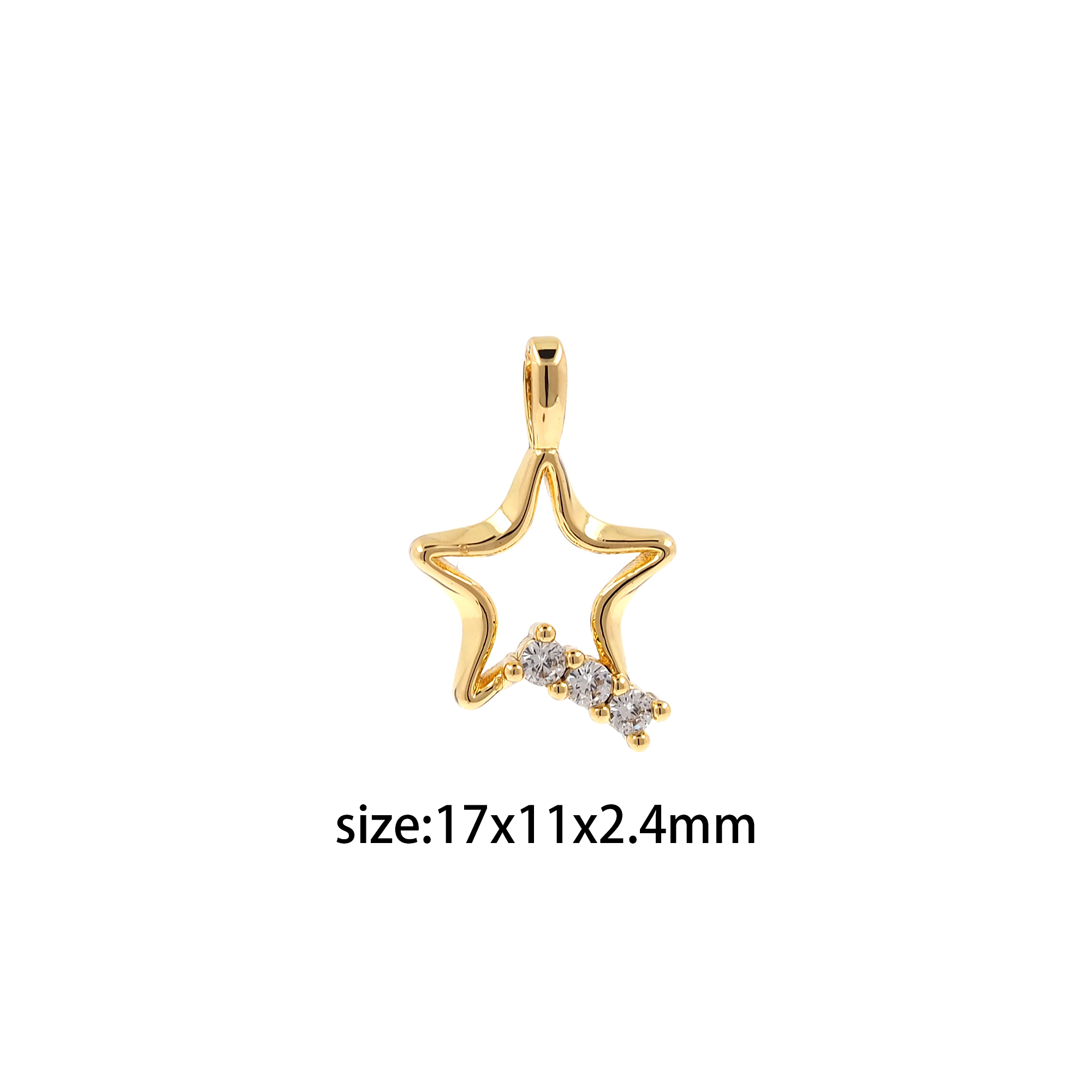 18K Gold Filled Star Pendant,Celestial Charm,CZ Micro Pave Tiny Star Earrings Necklace for DIY Jewelry Making Supply